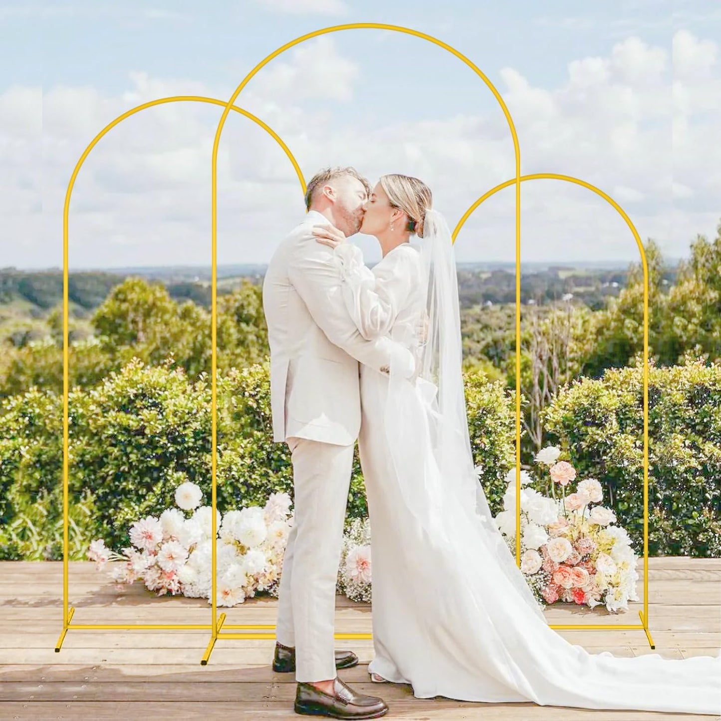 MODFUNS Arch Backdrop Stand with Cover 6&6.6&7.2ft Light Blue Sequins Arch Backdrop Cover Set of 3 Metal Arch Stand Double Sided Glitter Arch Covers for Wedding Ceremony Banquet Party Decoration