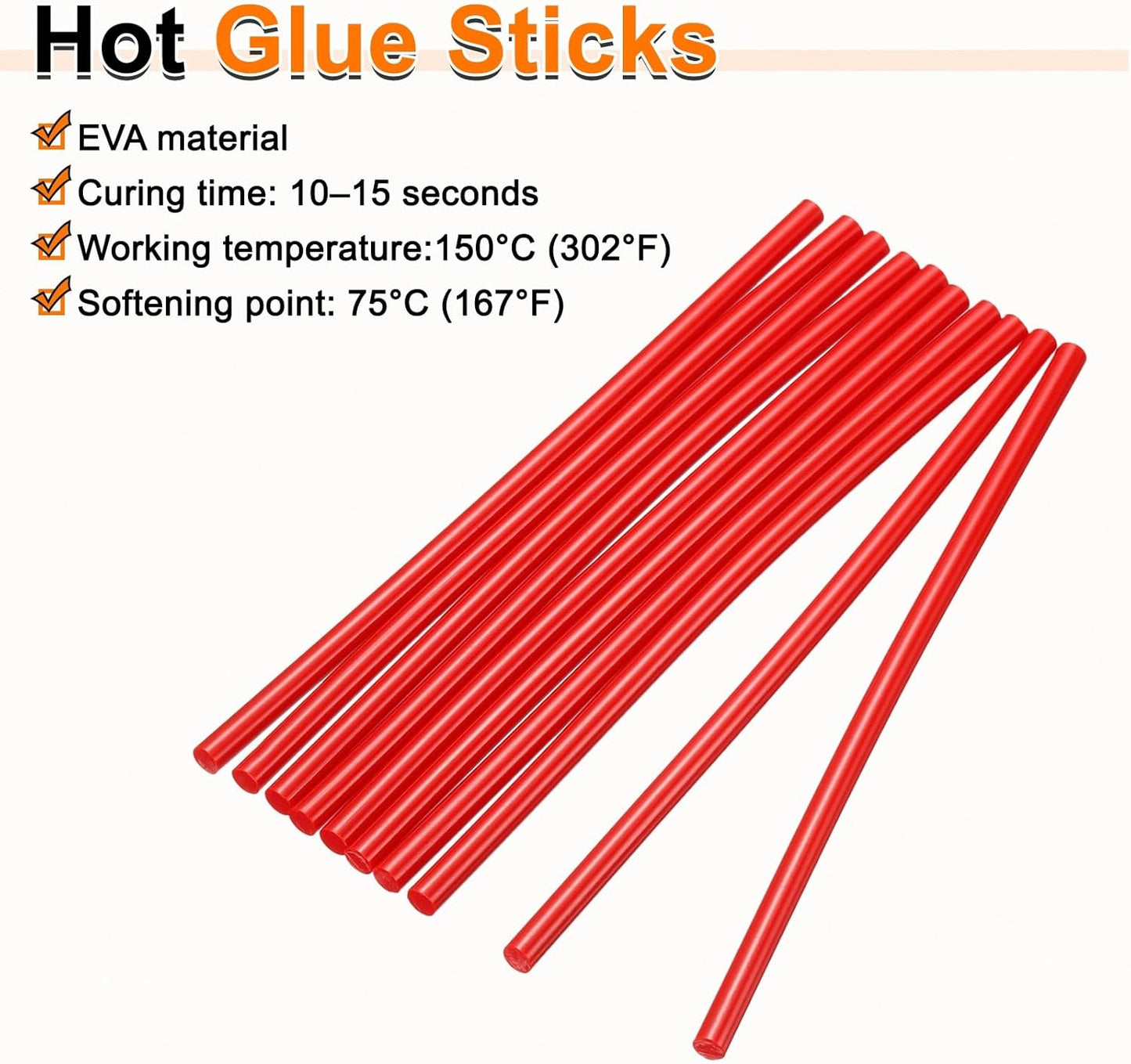 HARFINGTON 10pcs Hot Glue Sticks 0.28" Dia x 3.94" Long EVA Mini Hot Melt Adhesive Glue Stick for Hot Melt Gun Wood Plastic Glass Flowers Fabrics Foam, Red