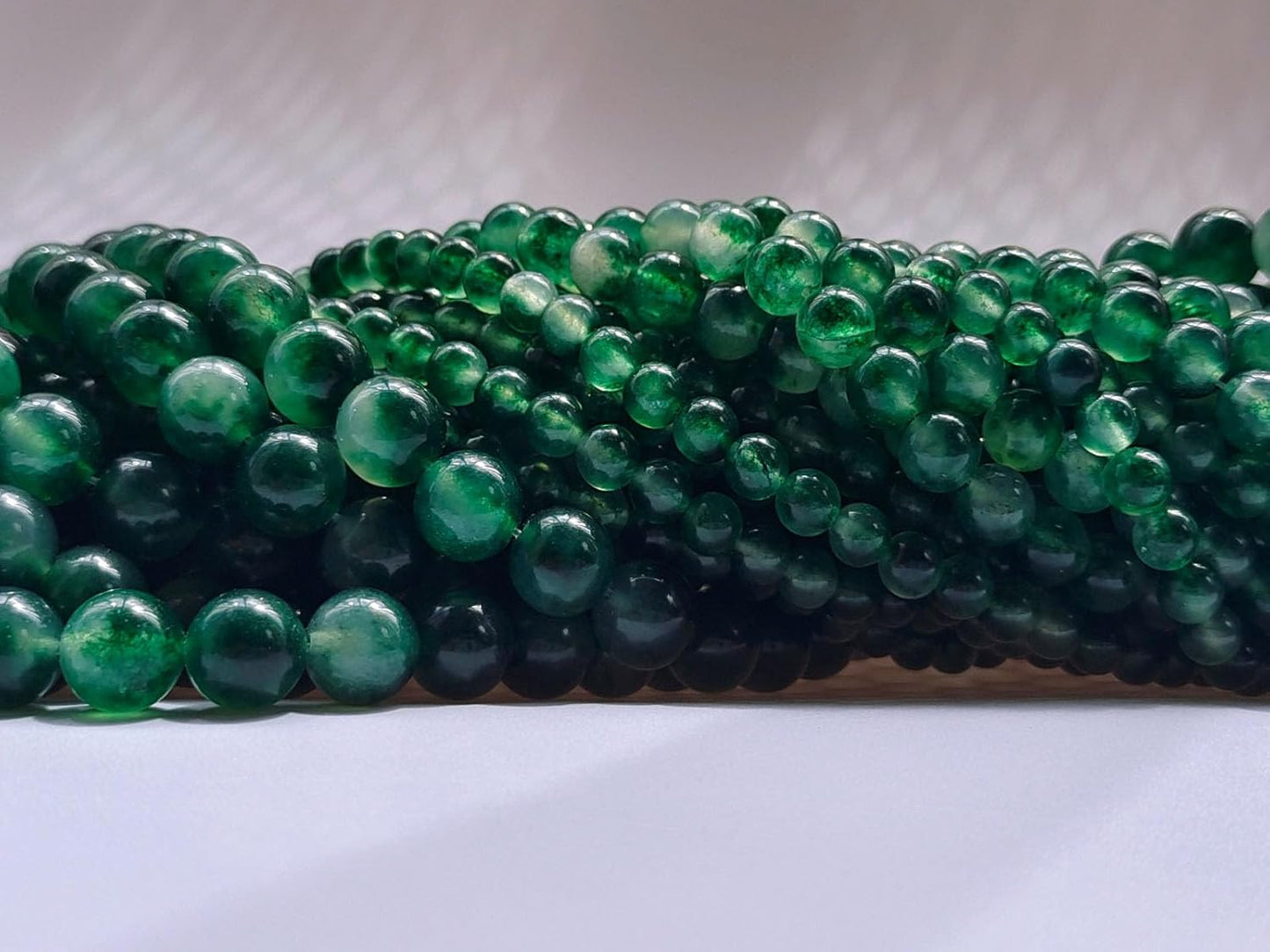 Stone Beads 8mm 100pcs Green Flower Jade Beads Round Loose Gemstones Beads for Bracelet Necklace Jewelry Making (8mm, 60826 Green Flower Jade)