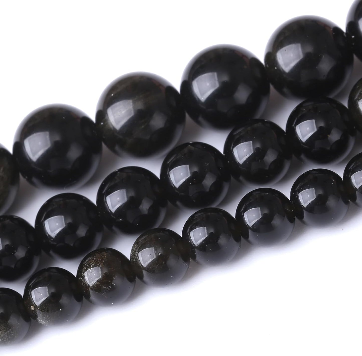 Gold Obsidian Stone Beads for Jewelry Making DIY Craft Gemstone Beads Kit (10mm, 35pcs) Cosmic Crystal Pebbles for Bracelets, Necklaces, Home Decor