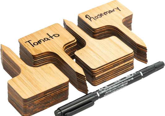 52-Piece Eco-Friendly Bamboo Plant Labels | Beautiful Natural Bamboo Garden Markers for Seedlings, Herbs, Flowers & Vegetables | Sustainable Gardening Tags & Gifts