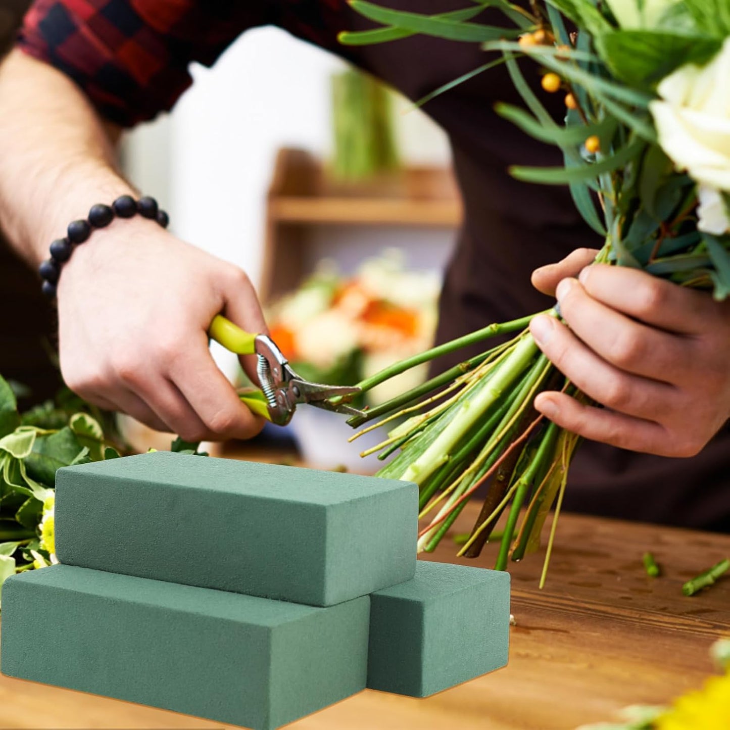 CCINEE 3 Pcs Floral Foam Bricks,Mini Florist Flower Foam Green Blocks Supplies for Fresh and Artificial Flower Arrangements Crafts DIY