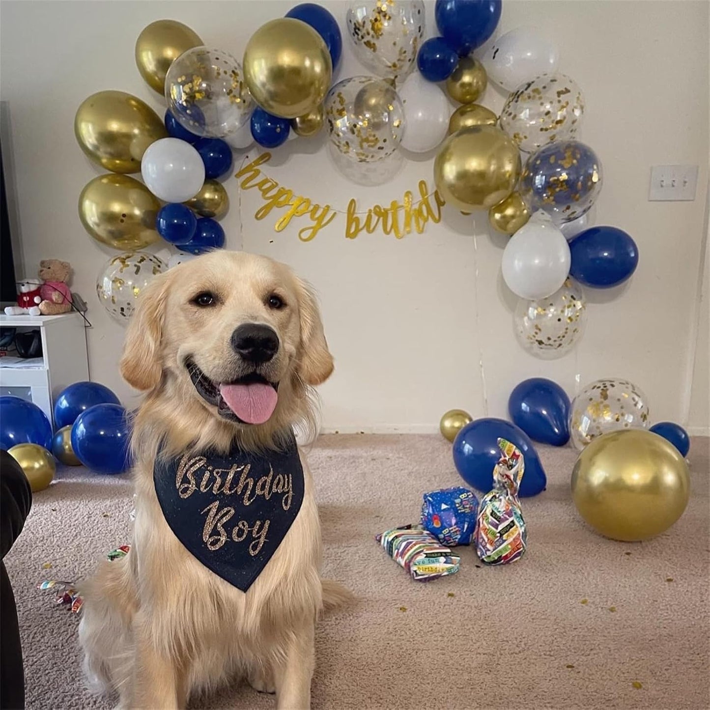 Balloons Navy Blue and Gold, 12 Inch Navy Blue Metallic Chrome Gold and Confetti Latex Balloons, Blue Gold Party Balloons Helium Balloon Set for Boys Birthday, Wedding, Baby Shower Party Decorations