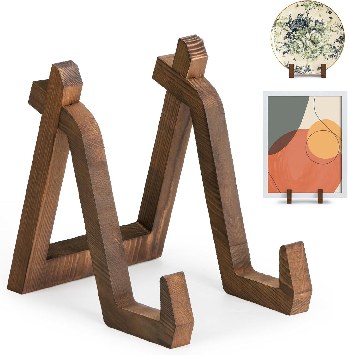 Plate Display Stand, 8 Inch Plate Holder for Displaying, Decorative Picture Frame Dish Photo Plaque Platter Wood Stand