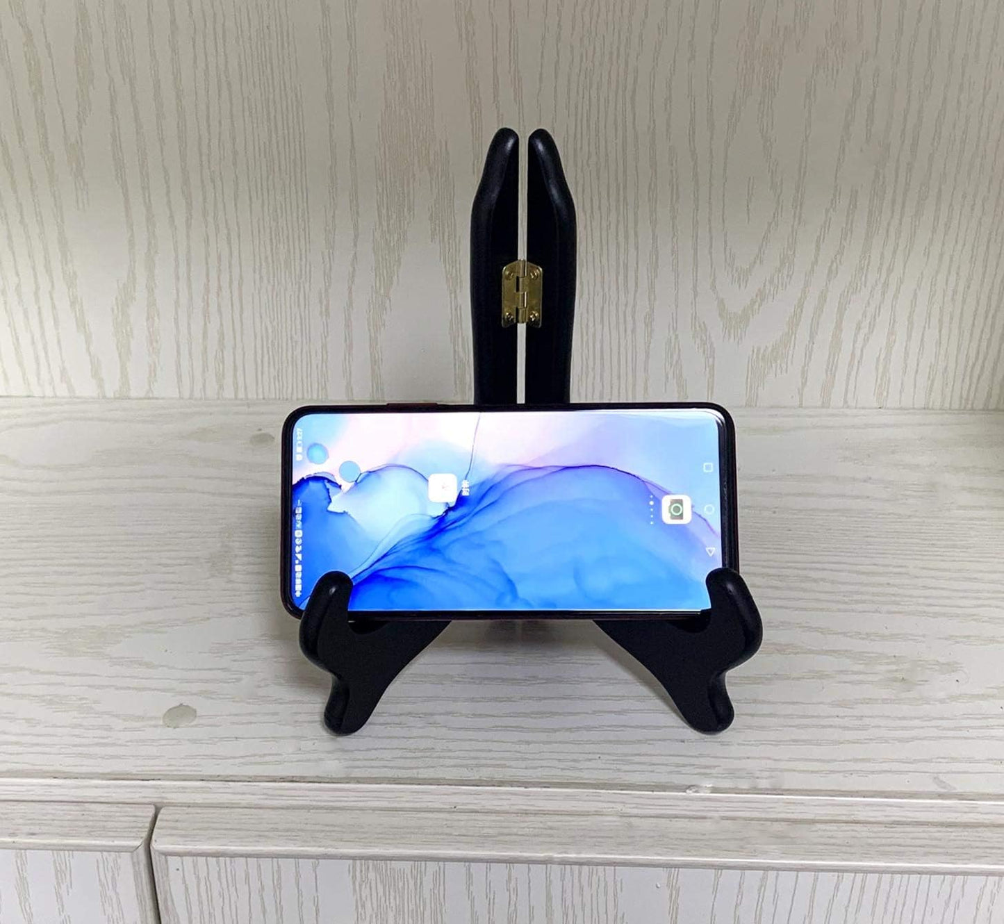 VERNUOS 4 pcs 7 Inch Wooden Display Stand Plate Holder Easels Dish Rack Photo Frame Holder for Wedding Decorations, Birthday Party and Home Decoration,Black