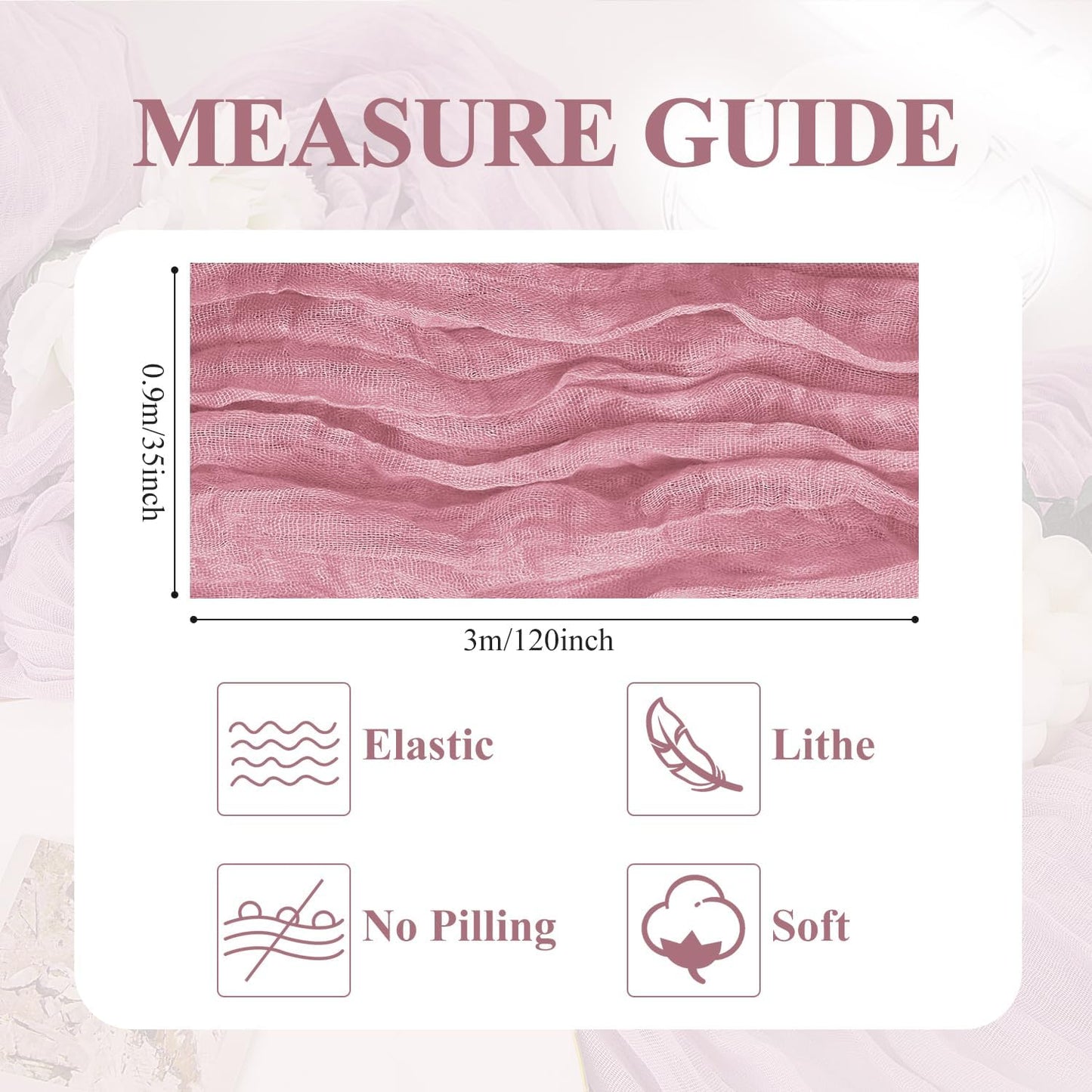 Asee'm 4pcs Cheesecloth Table Runner 120 Inches Long Pink Boho Gauze Cheese Cloth Runner 10FT Rustic Sheer Table Runners for Christmas Wedding Party Baby Shower Spring Easter Decoration