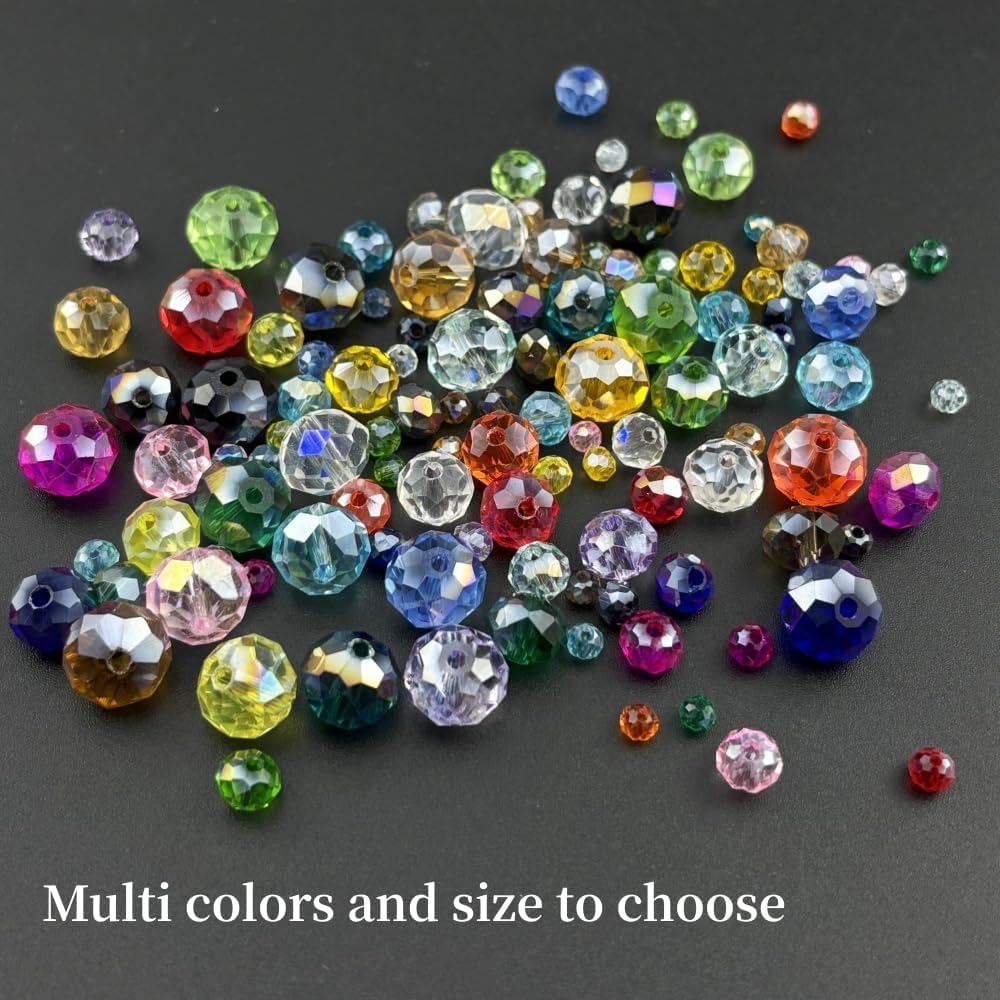 50pcs 10mm Crystal Glass Beads for Crafts Faceted Rondelle Glass Beads for Jewelry Making Crystal Spacer Beads for Necklaces Bracelets Earrings DIY Craft(Crystal AB)