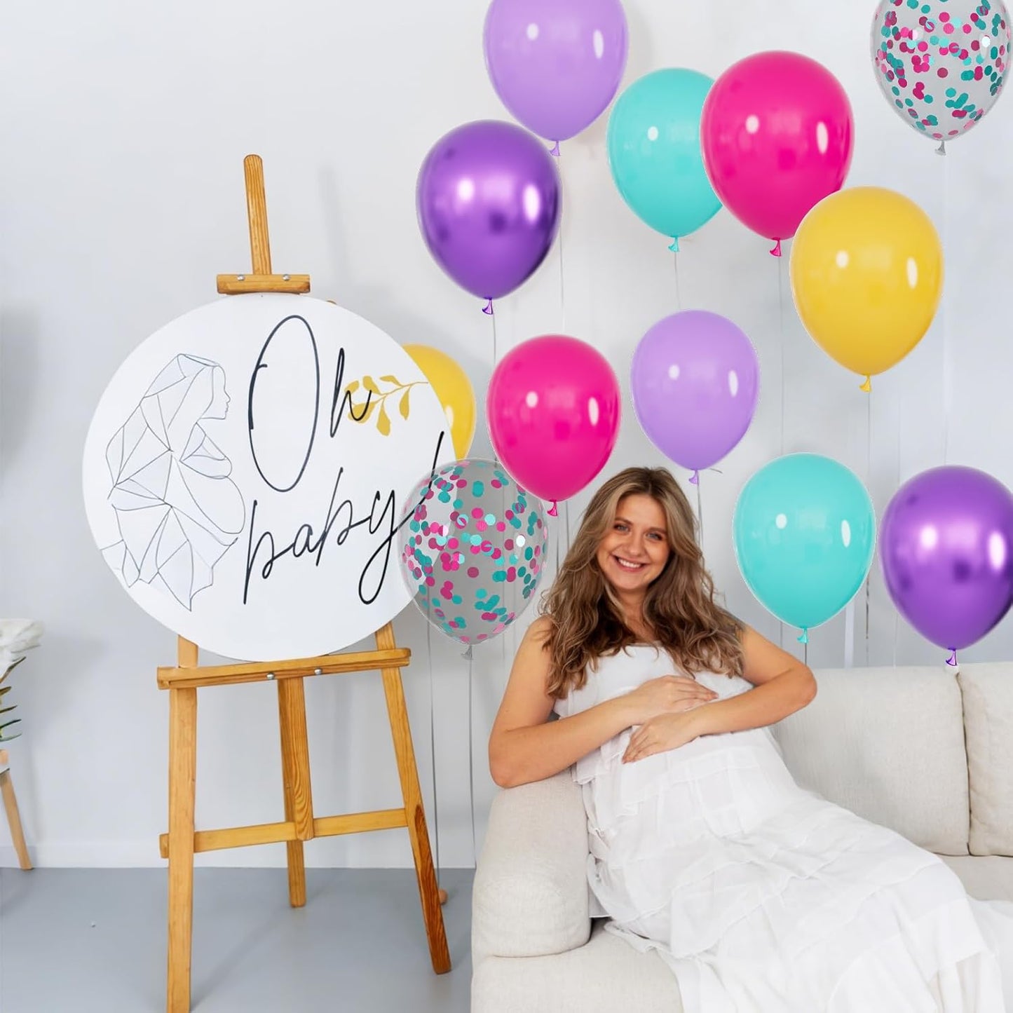 68Pcs Pink Purple Blue Balloon 12 Inch Confetti Balloons Yellow Teal Balloon for Kids Birthday Baby Shower Magic Theme Decoration Engagement Party Supplies.