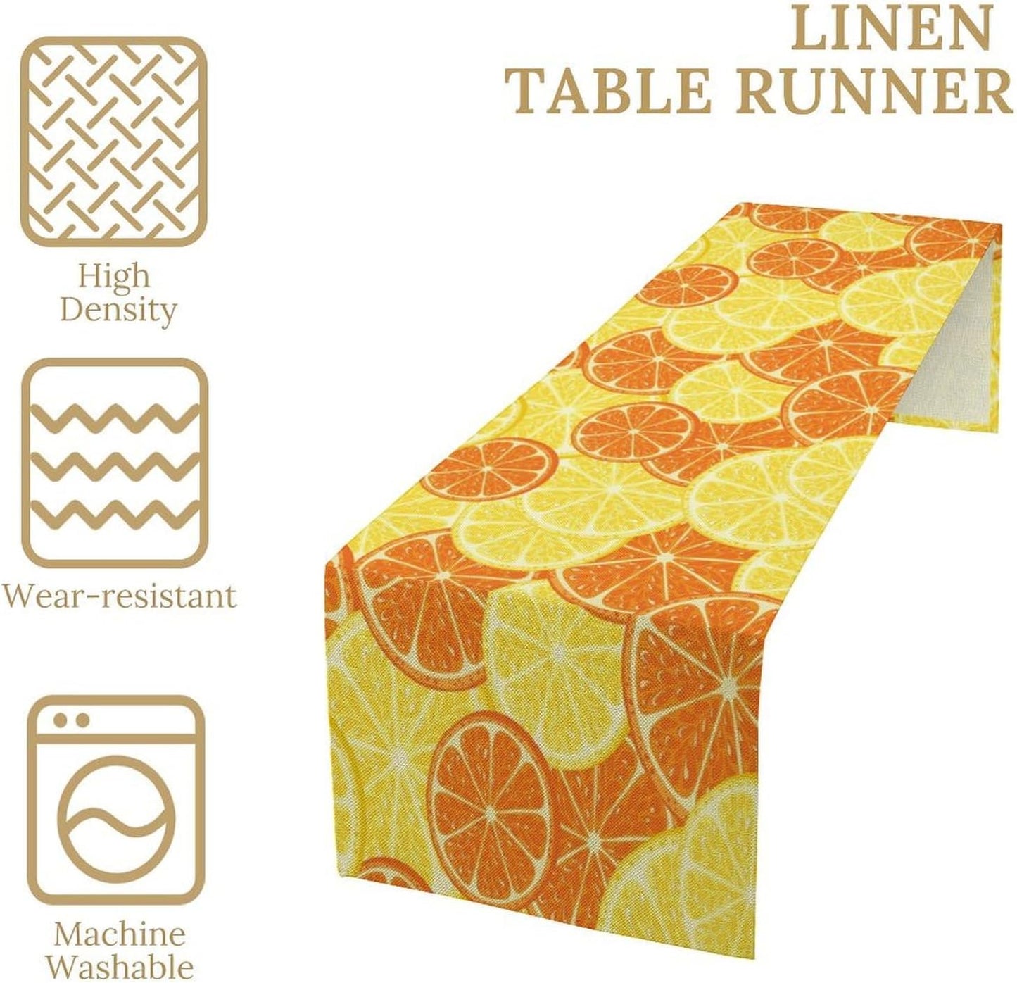 Orange Lemon Table Runner Spring Summer Orange Lemon Slices Botanical Fruit Dinner Runner for Farmhouse Baby Shower Party Holiday Home Kitchen Dining Table Decor 13x36