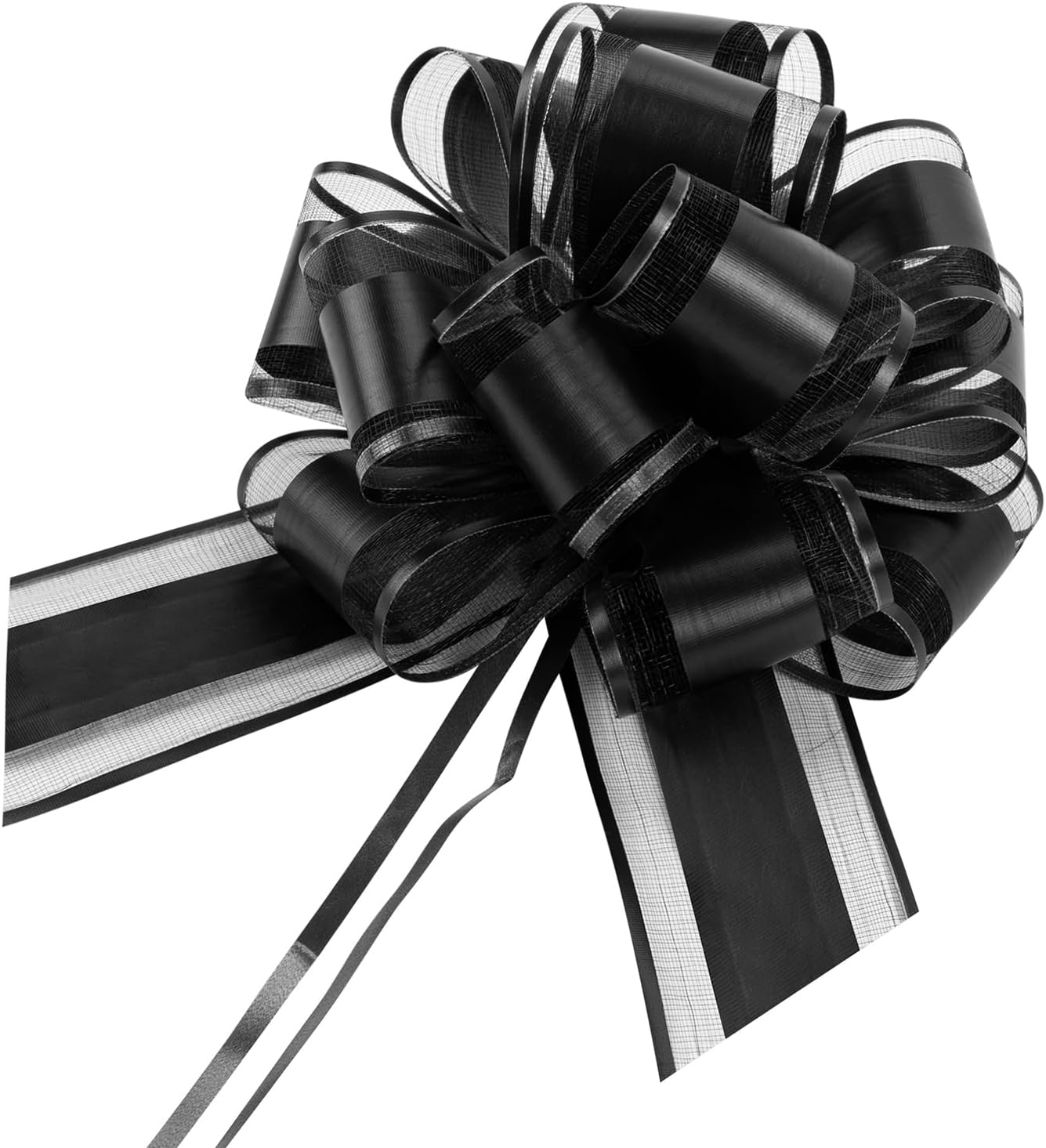 12 PCS 6 Inch Large Pull Organza Black Bows - Perfect for Gift Wrapping, Wedding Decor, Car Bows, Birthday Parties, Christmas and Valentine's Day