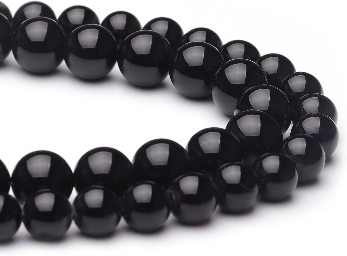 6mm Natural Stone Beads for Jewelry Making,Black Onyx Polished Smooth Round Gemstone Beads for Bracelet Necklace 15 Inch