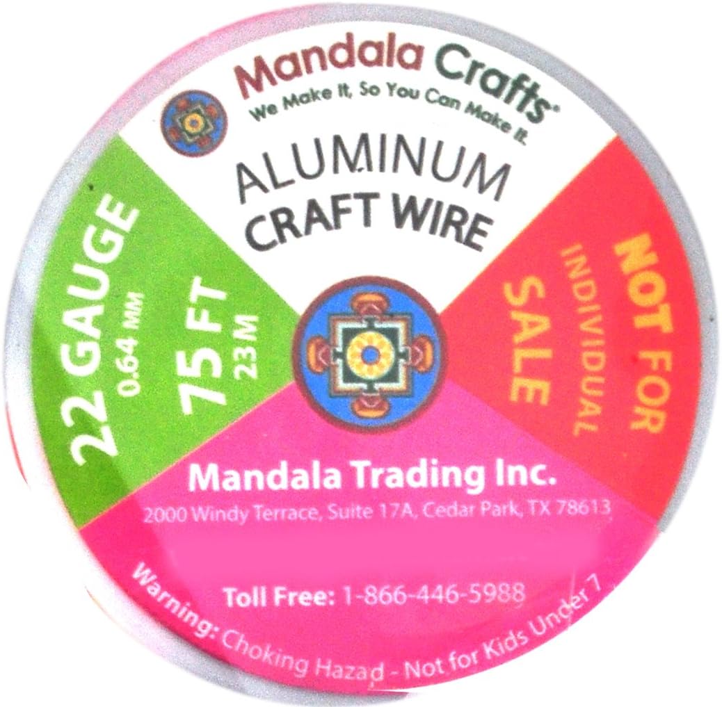 Mandala Crafts 22 Gauge Anodized Aluminum Craft Wire for Jewelry Making - 450 FT Colored Flexible Silver Black Wire - Bendable for Bonsai Armature Crafting Sculpting