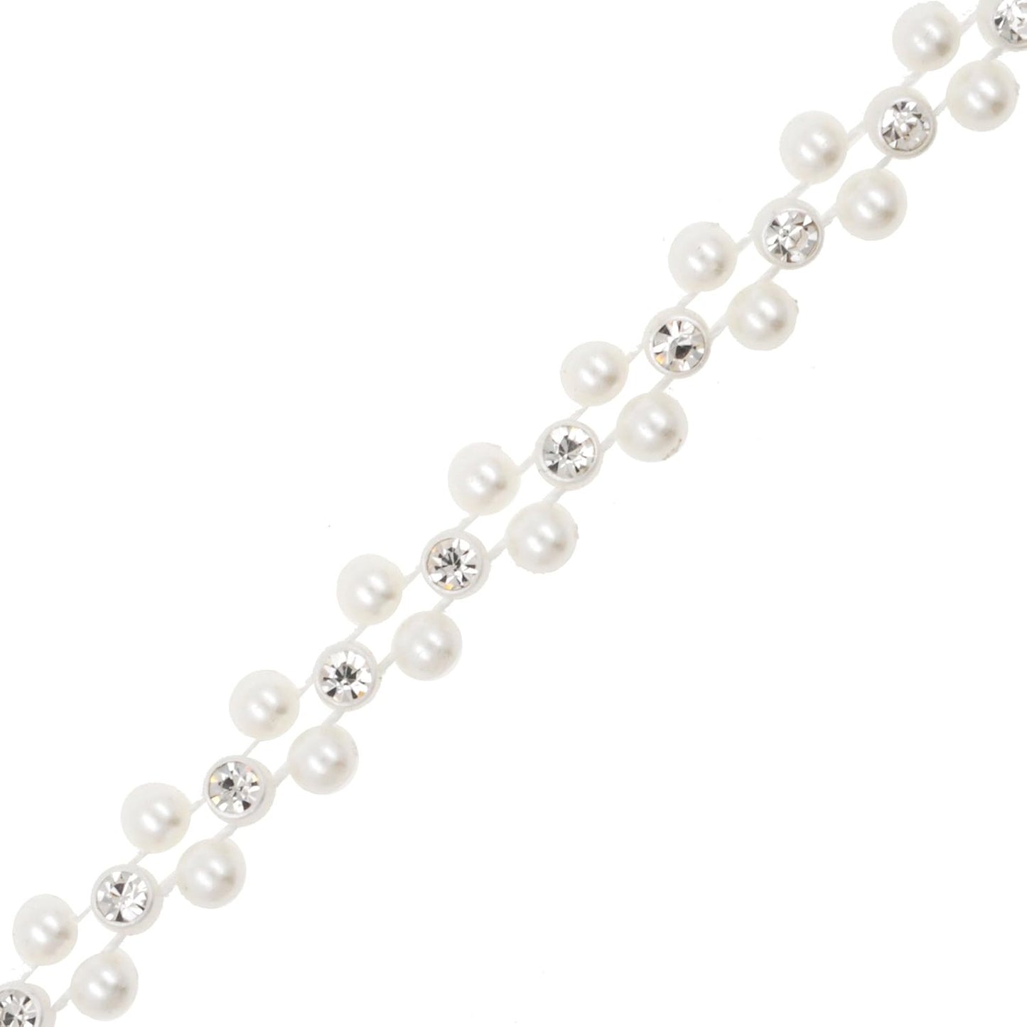 Mandala Crafts 0.25 Inch Crystal Faux White Pearl Beads Roll - 10 Yards Strand of Rhinestones Fake Pearls Chain Garlands Spool String for Christmas Tree, Wedding, Party, Vases, DIY Decoration