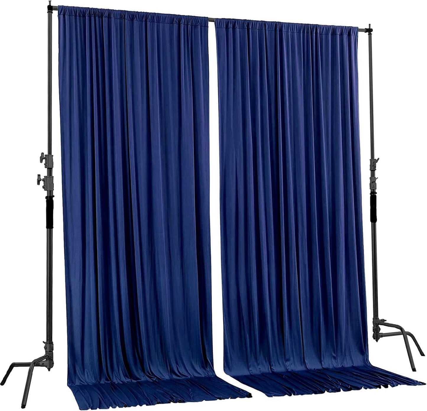 AK TRADING CO. 10 feet x 8 feet IFR Polyester Backdrop Drapes Curtains Panels with Rod Pockets - Wedding Ceremony Party Home Window Decorations - Navy Blue