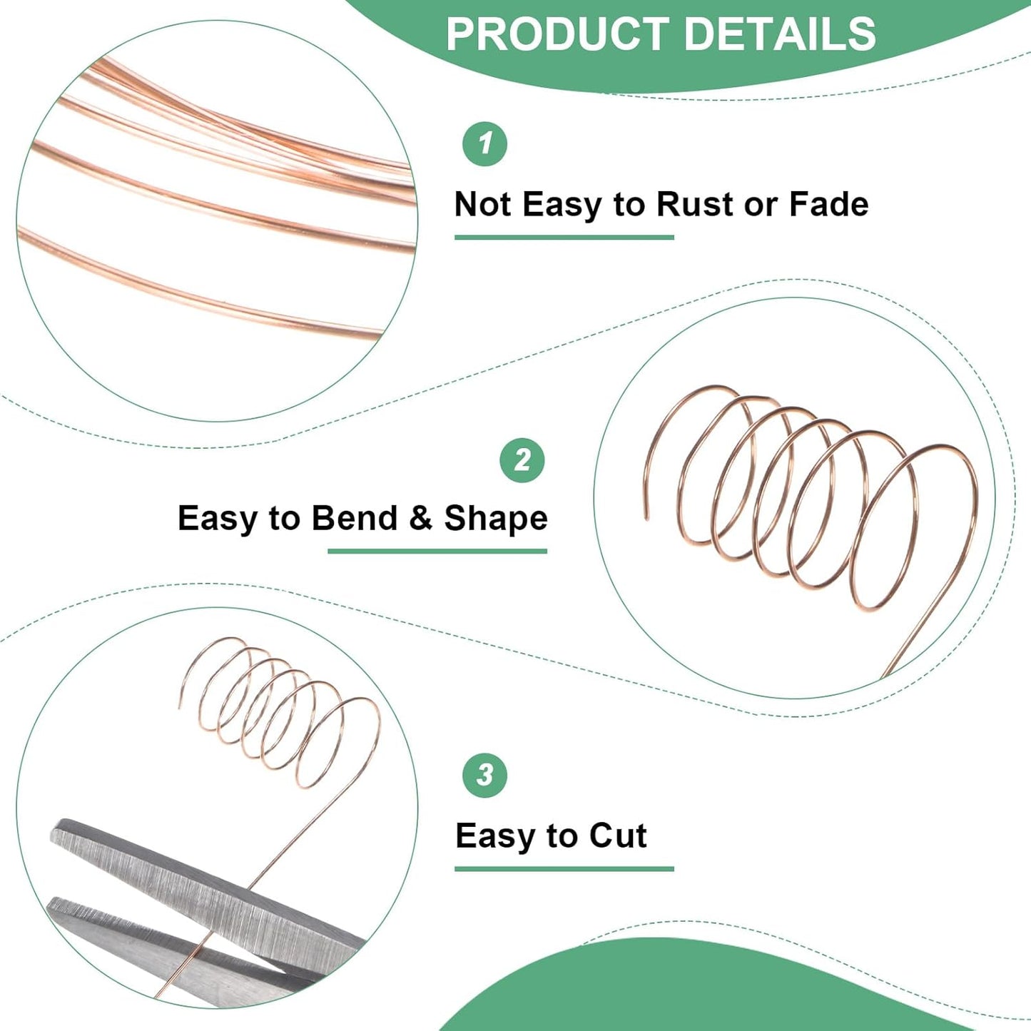 2-Rolls 0.3mm Jewelry Wire, 28 Gauge 328FT Craft Wire Copper Beading Wire for Jewelry Making/Planting/Weaving/DIY Crafting, Soft Metal Wires [100M, Copper Tone]