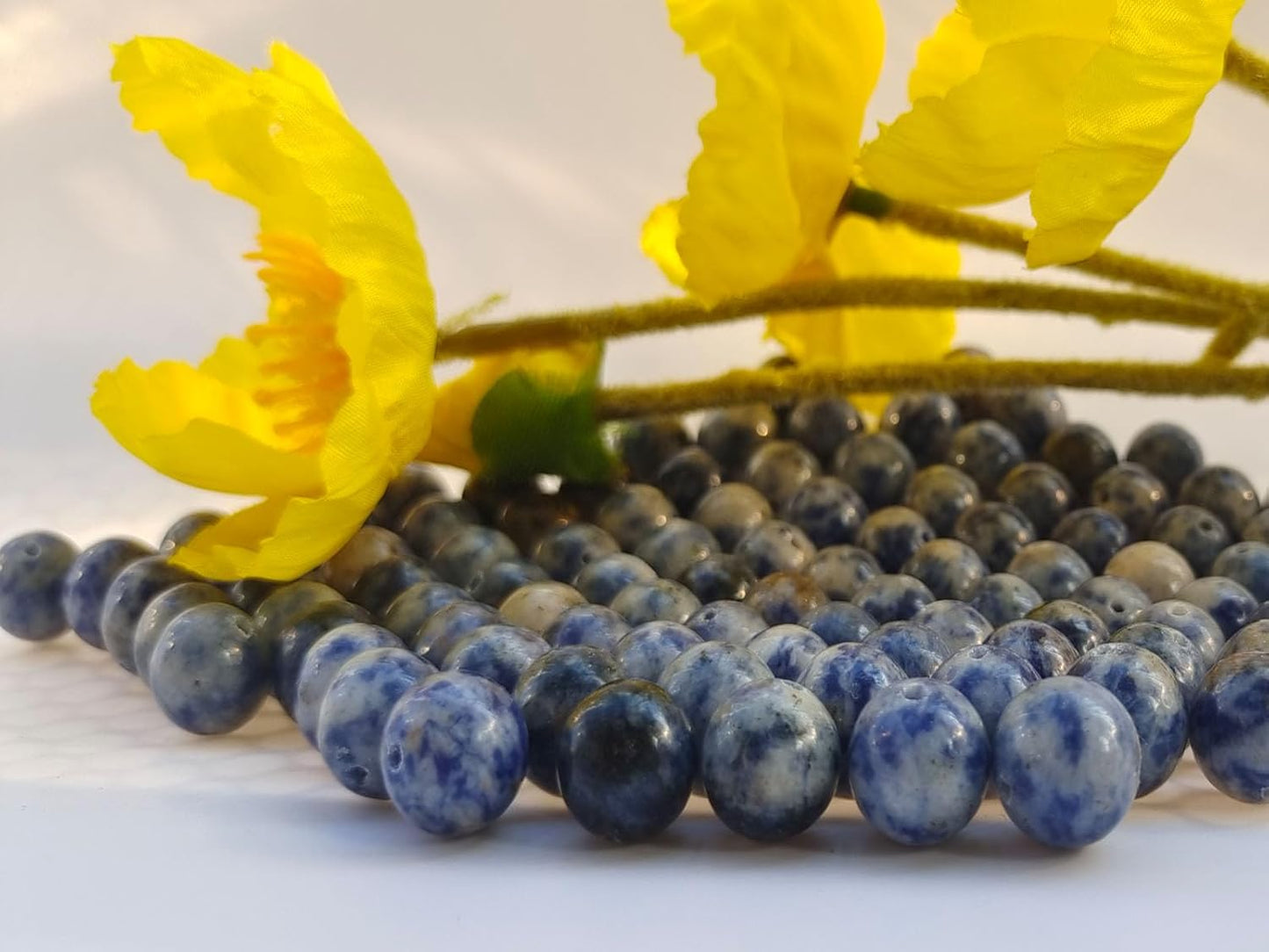 Stone Beads 8mm 100pcs Blue Spot Jasper Beads Round Loose Gemstones Beads for Bracelet Necklace Jewelry Making (8mm, 60804 Blue Spot Jasper)