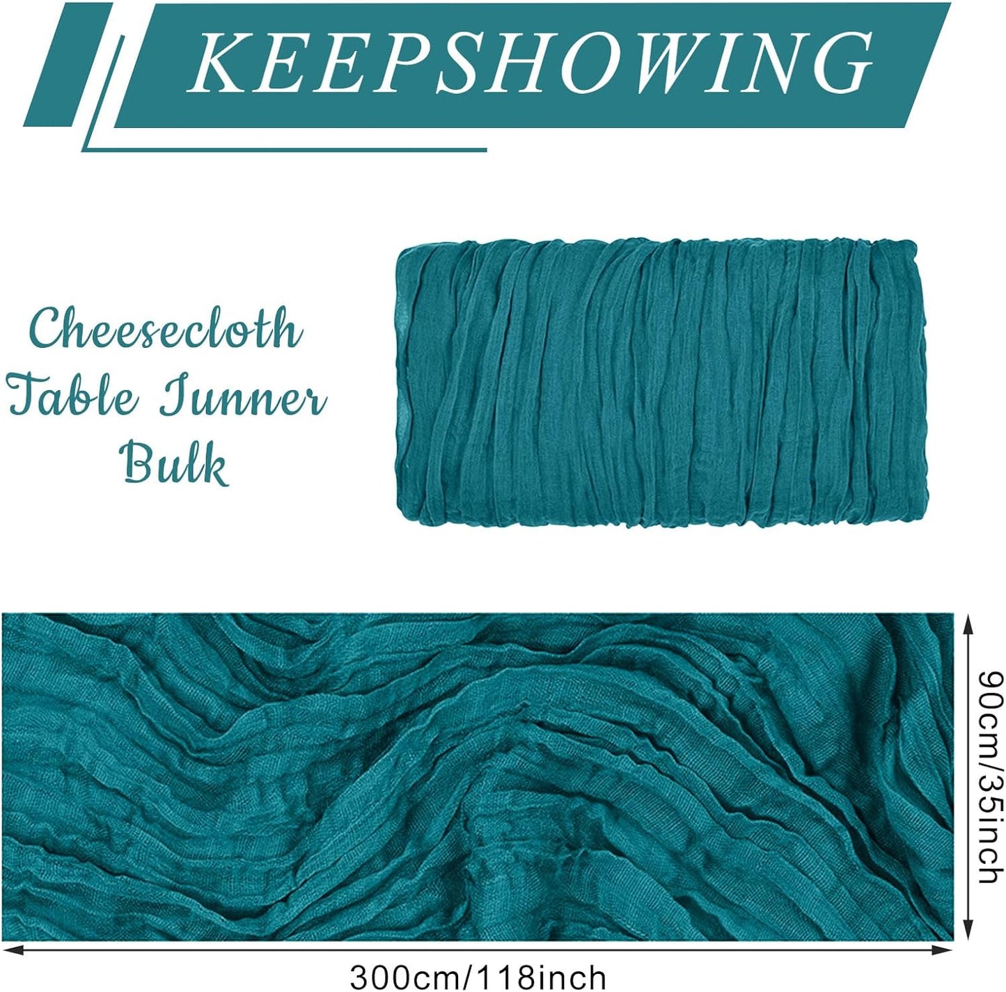 12 Pack Cheesecloth Table Runner, Runner Gauze Boho Wedding Decor Romantic Table Runner for Wedding Birthday Party(35" x 118")(Peacock Blue)