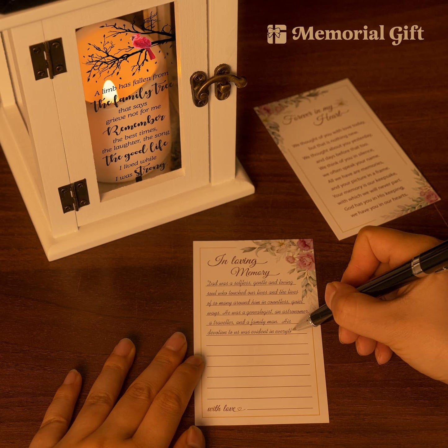 Memorial Lantern - Bereavement Sympathy Gifts for Loss of Loved One - Remembrance Gifts with LED Candle and Remote