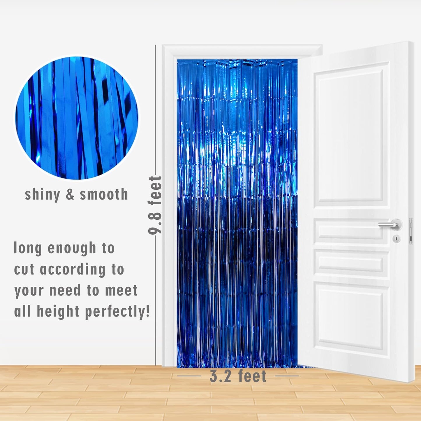 GOER 3.2 ft x 9.8 ft Metallic Tinsel Foil Fringe Curtains Party Photo Backdrop Party Streamers for Birthday,Graduation,New Year Eve Decorations Wedding Decor (Navy Blue,1 Pack)