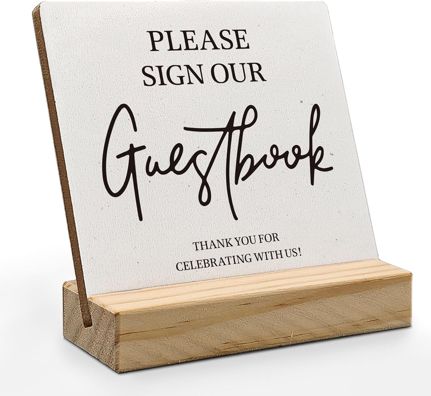 Guest Book Desk Decor, Wedding Guest Book Sign, Wedding GuestBook Wood Plaque, Photo GuestBook WeddingReception Wooden Plaque Sign with Wood Stand for WeddingGuest Reception Table Decor