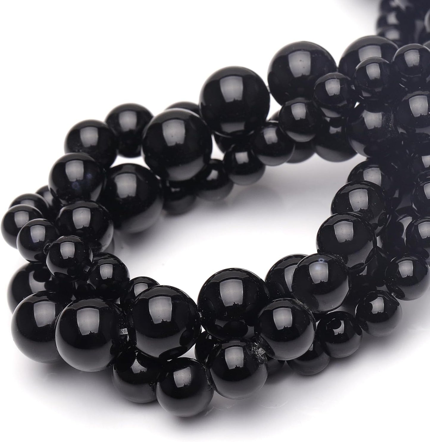 10mm Natural Stone Beads for Jewelry Making,Black Onyx Polished Smooth Round Gemstone Beads for Bracelet Necklace 15 Inch