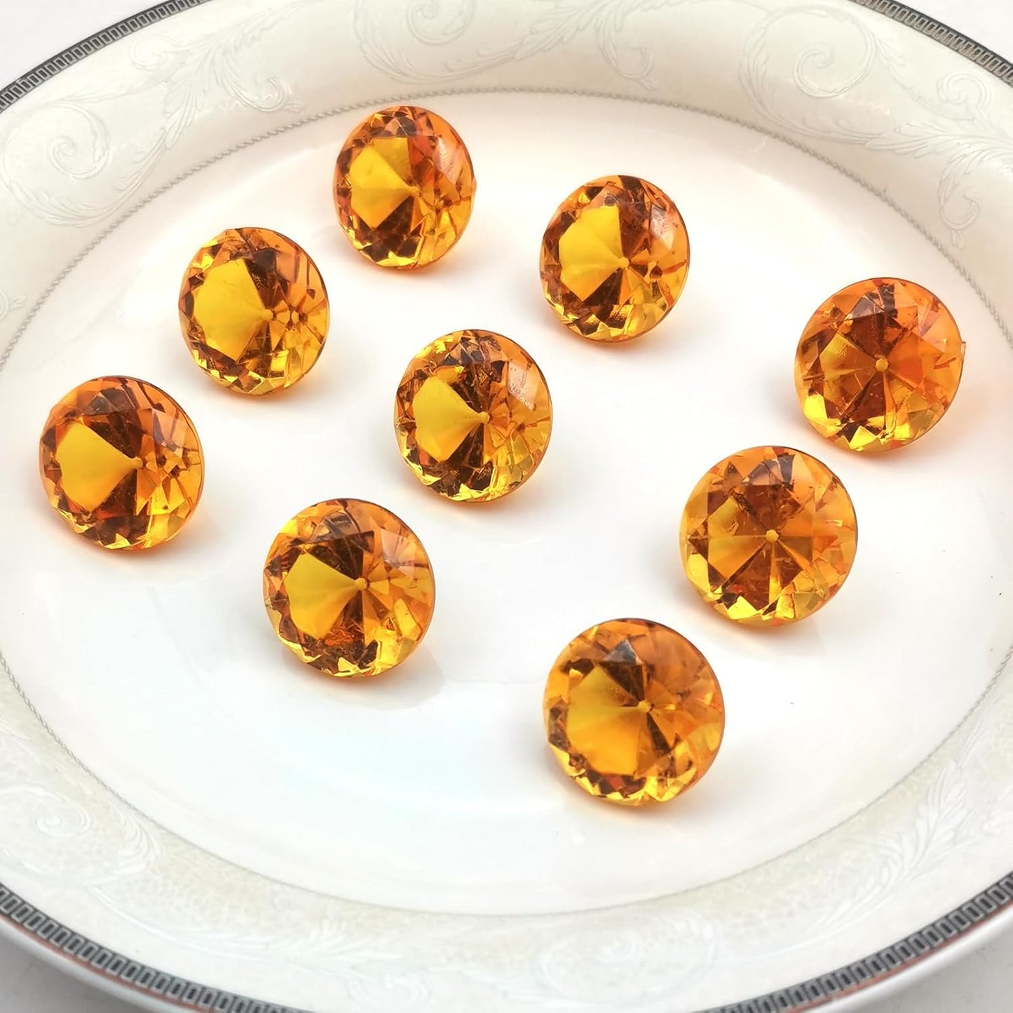 100 PCS Acrylic Diamond Gems, Orange Acrylic Diamonds 1 Inch Acrylic Gemstones Vase Filler Fake Gems Plastic Gems for Home Table Scatters Party, Event, Wedding, Arts & Crafts, Birthday Decorations