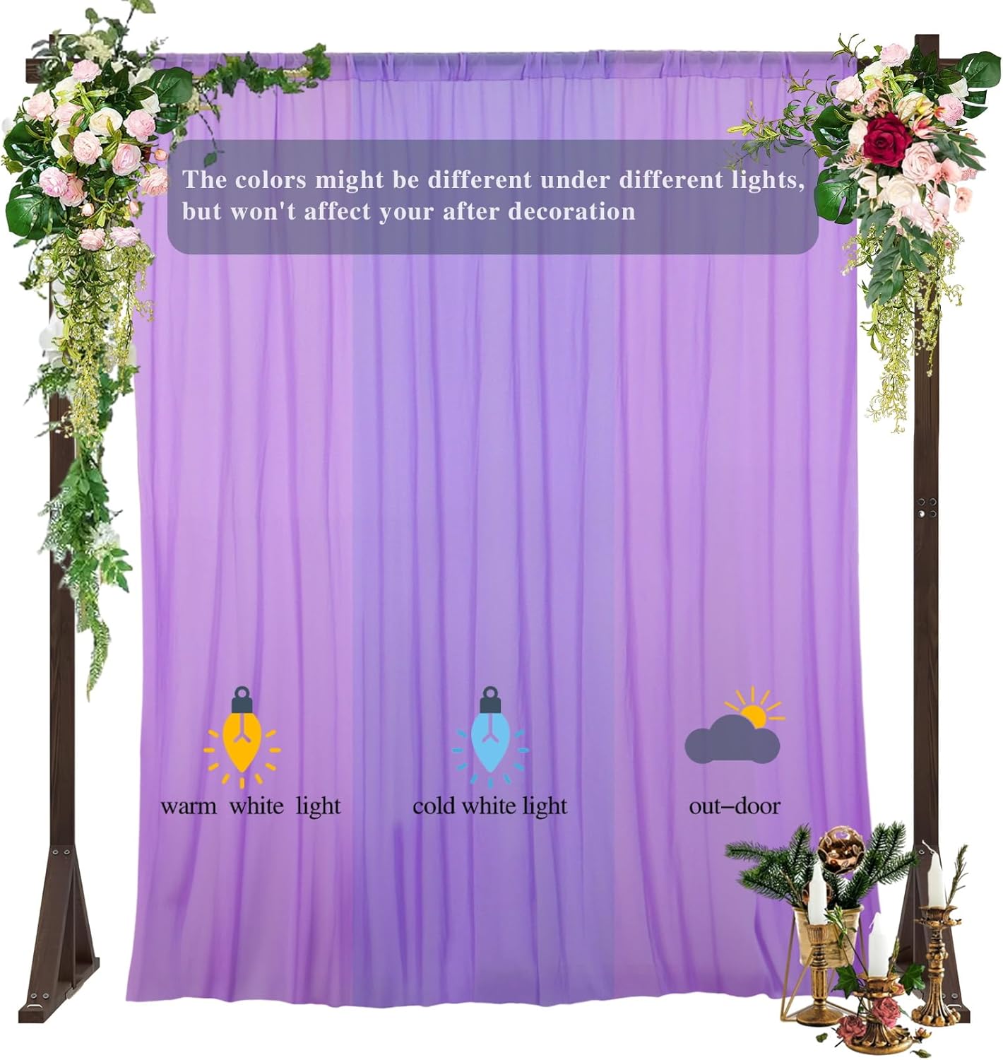 DUOBAO Lavender Chiffon Curtains 2 Panels 58 Inch Width by 120 Inch Long Light Purple Wedding Sheer Backdrop Drapes Window Curtain for Living Room Voile Photography Backdrops(5FTx10FT)