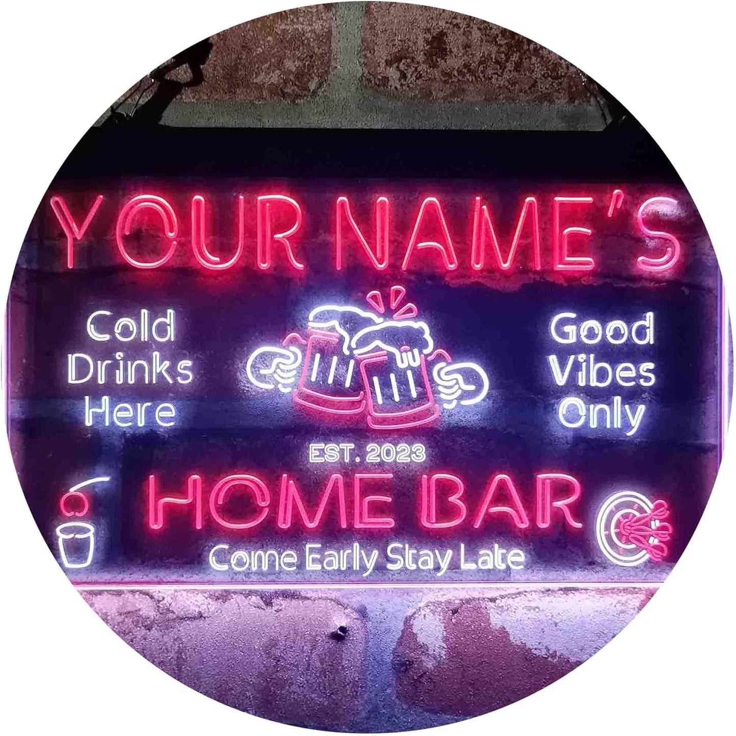 ADVPRO Personalized Your Name Custom Home Bar Beer Established Year Dual Color LED Neon Sign White & Red 24 x 16 Inches st6s64-p1-tm-wr
