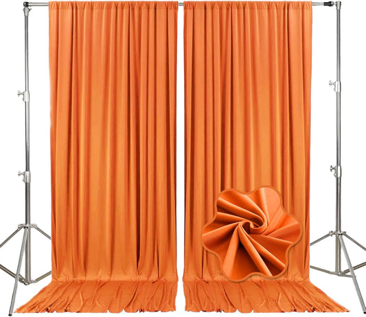 10ft x 10ft Orange Backdrop Curtains for Parties, Fabric Satin Background Curtain with Rod Pockets for Weddings, Birthday, Baby Shower, Photography, Graduation Party Backdrop Drapes, 2 Panels