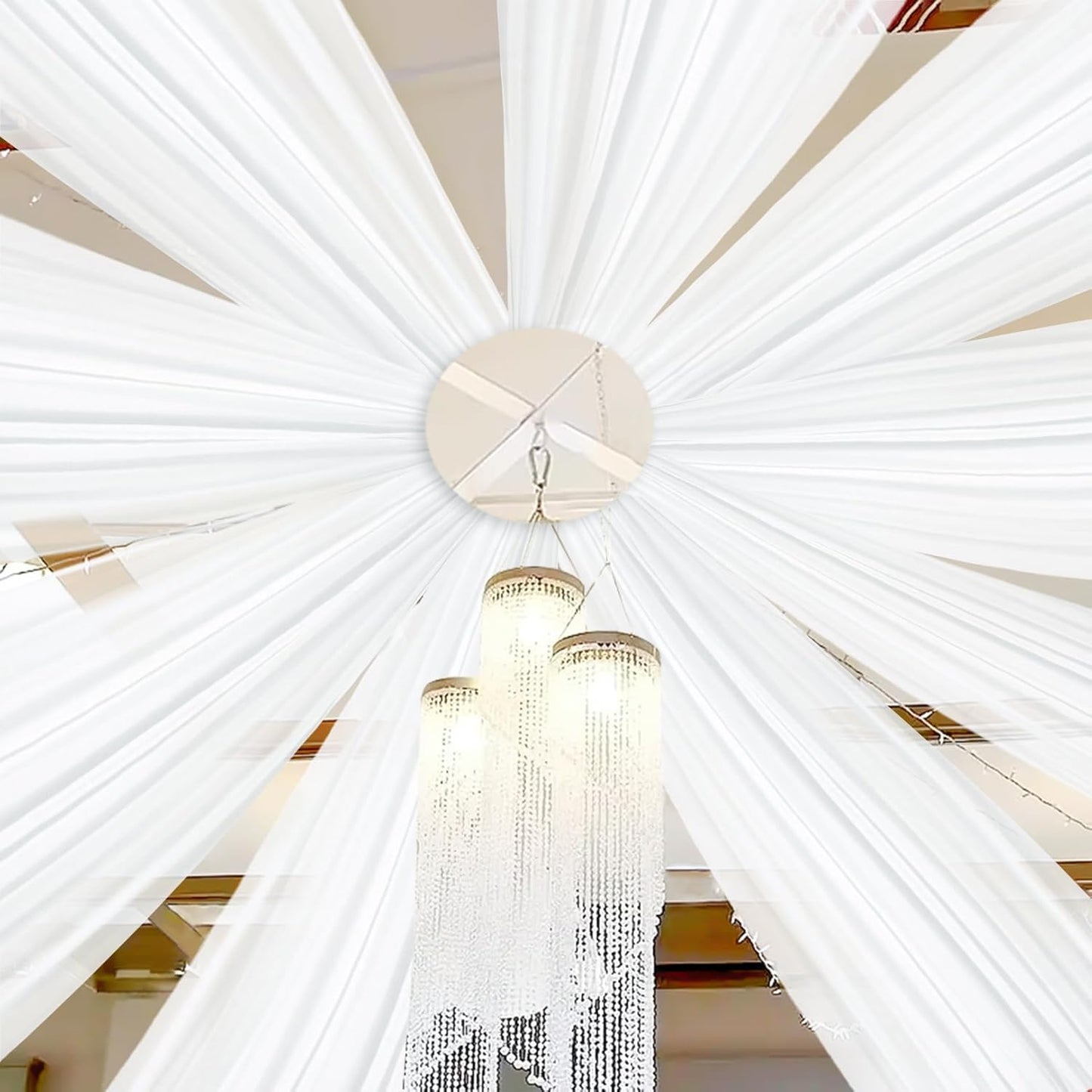 DUOBAO 6-Panel Chiffon Wedding Backdrop Drapes 5x10FT - Semi-Sheer White Fabric Ceiling & Stage Decor for Ceremony, Party, Outdoor Events