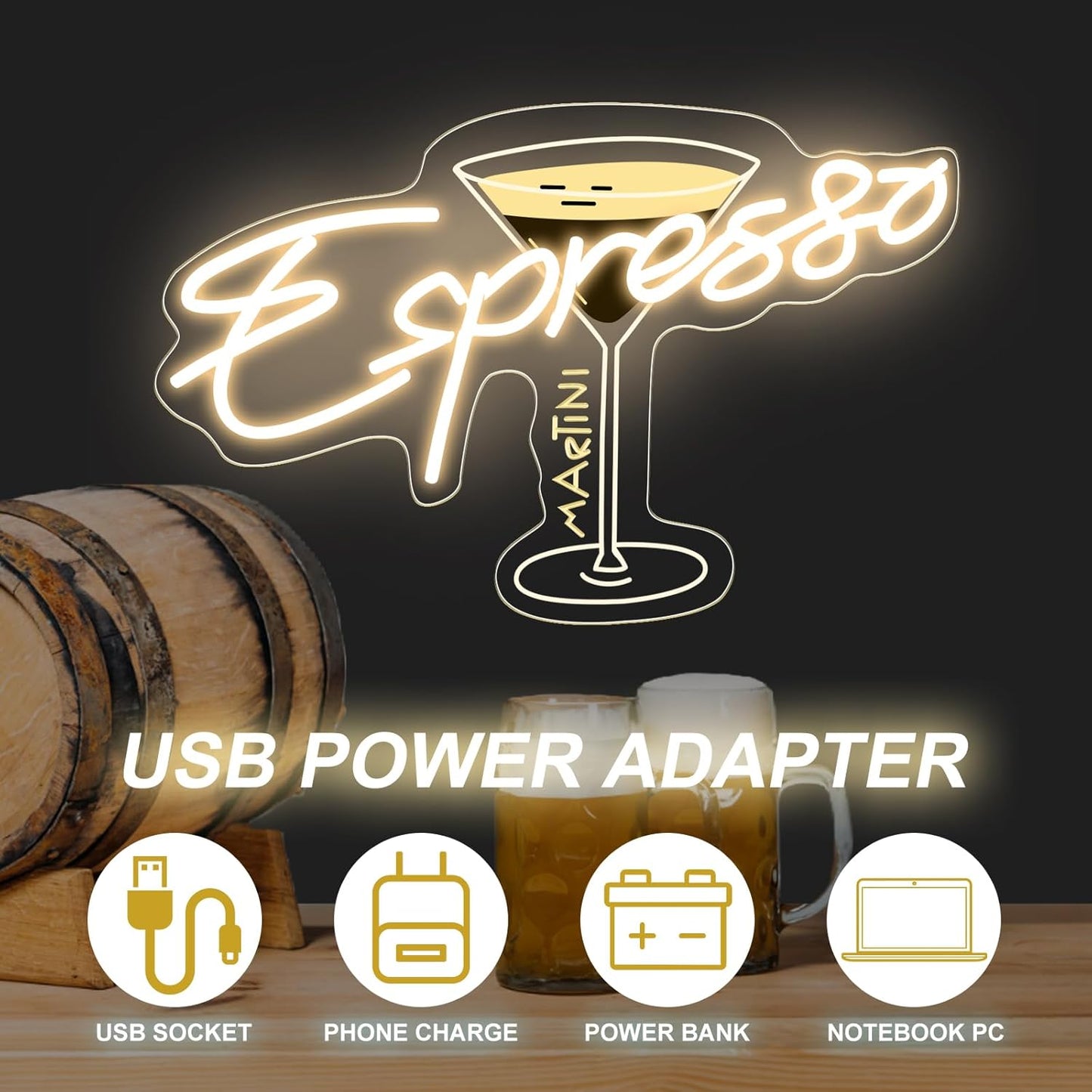 Espresso Martini Neon Sign, Cocktail Club Wall Art Decor,Tini Time Wall Decor,Martini Lover Gift,Retro Espresso wall sign,Retro Alcohol Gift, 16.5"x11.6"