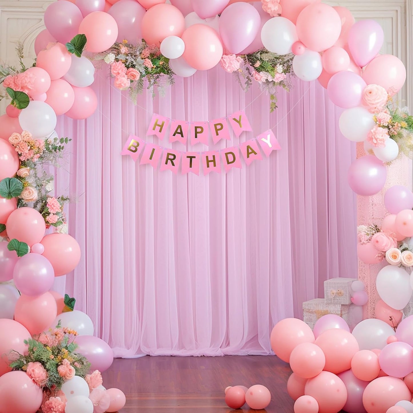 20ft X 10ft Baby Pink Tulle Backdrop Curtain for Parites, Sheer Photo Backdrop Curtains Fabric Drapes for Wedding Ceremony Arch Party Stage Decorations