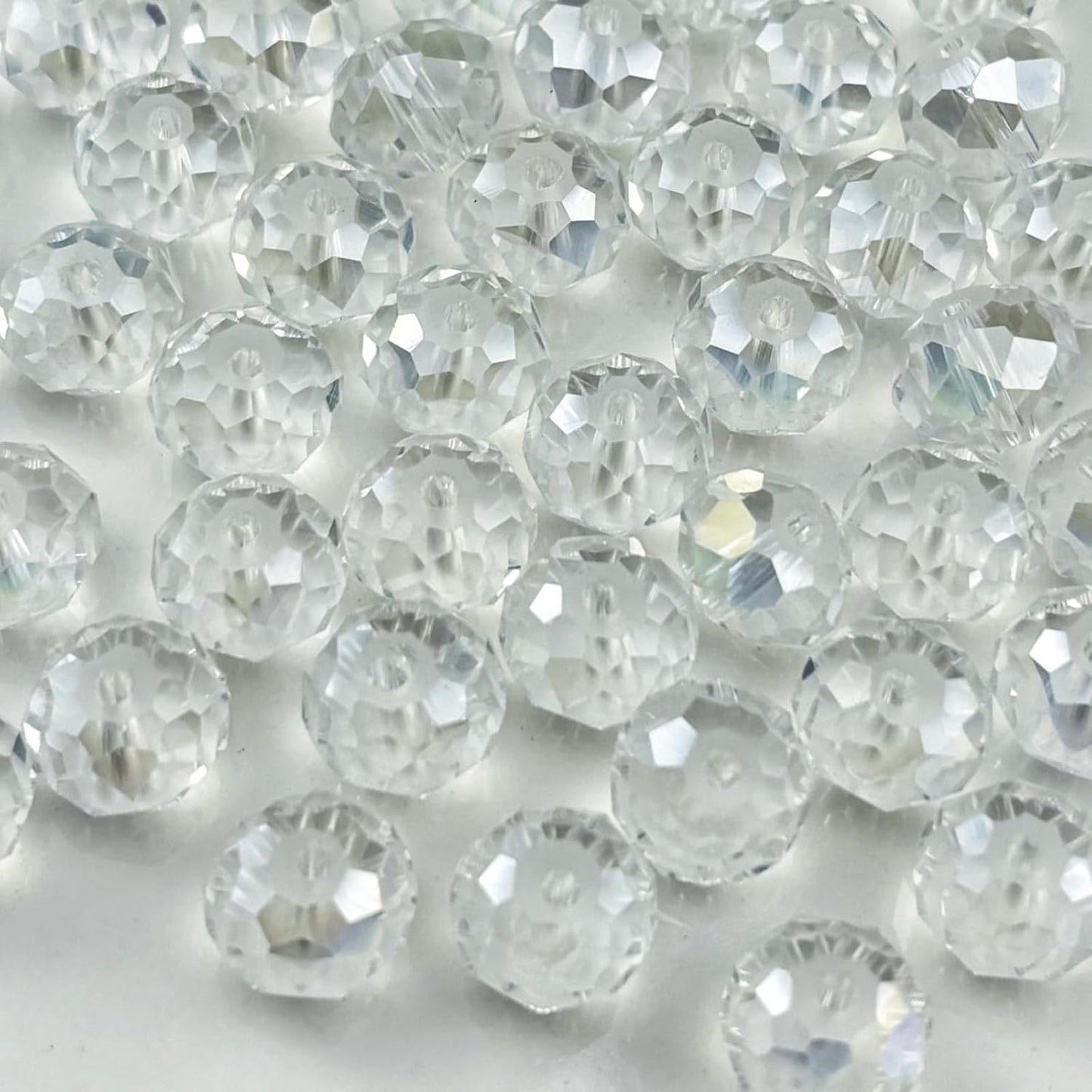 50pcs 10mm Crystal Glass Beads for Crafts Faceted Rondelle Glass Beads for Jewelry Making Crystal Spacer Beads for Necklaces Bracelets Earrings DIY Craft(Transparent AB)