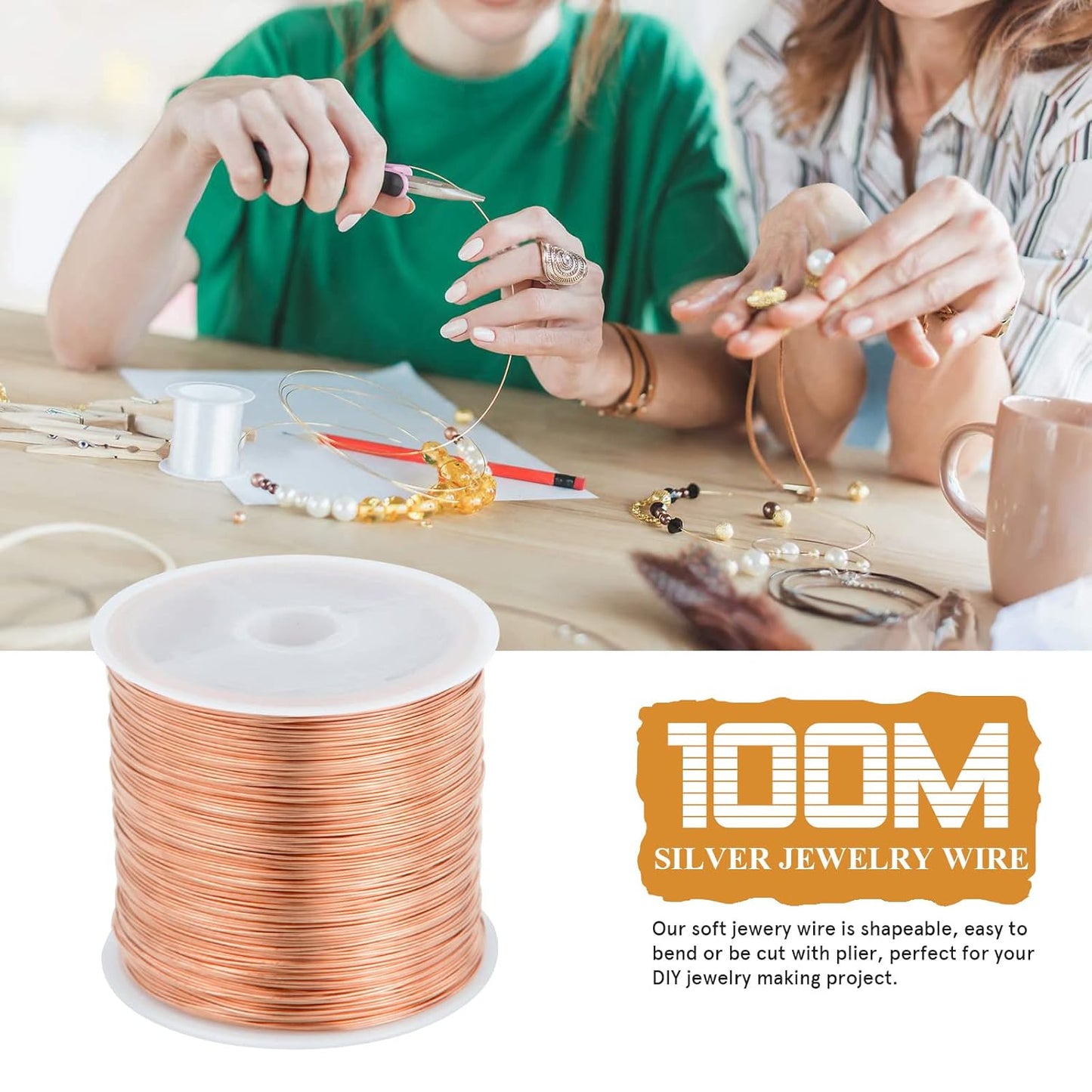 [328 Feet]28 Gauge Craft Wire Jewelry Wire 100M/0.3mm Rose Gold Plated Thin Brass Wire Soft Metal Wire Bulk for Jewelry Making