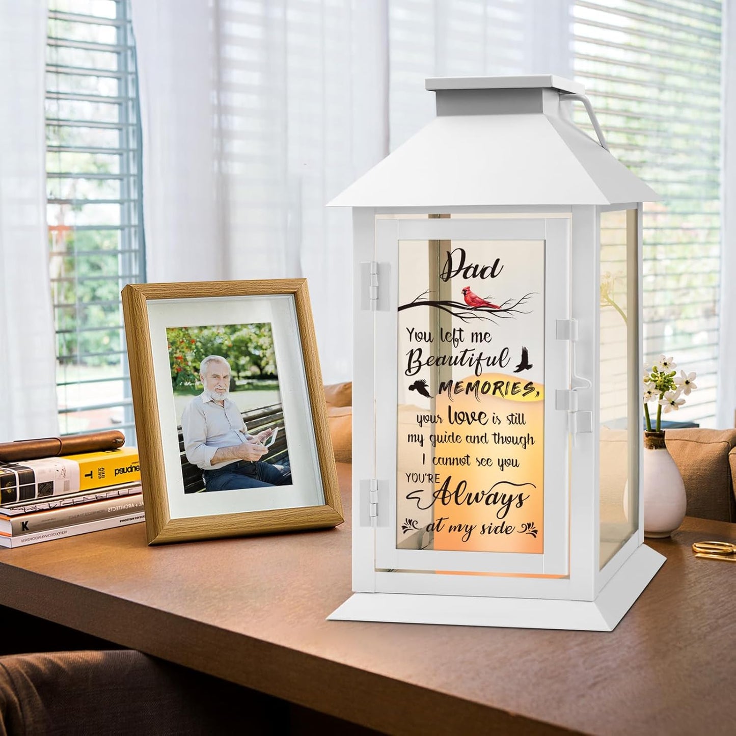 Memorial Lantern Bereavement Gifts in Memory of Loved One Memorial Gifts for Loss of Father Remembrance Sympathy Gifts for Loss of Loved One with LED Candle and Remote
