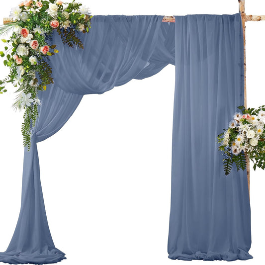 SiinvdaBZX 2 Panels Wedding Arch Draping Fabric 30" x 20Ft Dusty Blue Sheer Chiffon Fabric Outdoor Extra Long Decorative Drapery Fabric for Party Ceremony Ceiling Curtain Backdrop