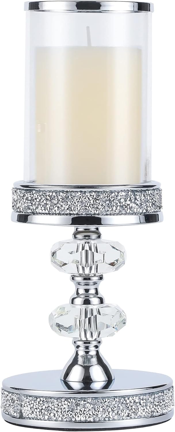 Pillar Candle Holders, Candle Holders for Pillar Candle, Crystal Candlesticks Holder for Home Decor, Wedding, Events, Coffee Dining Table CH048MD