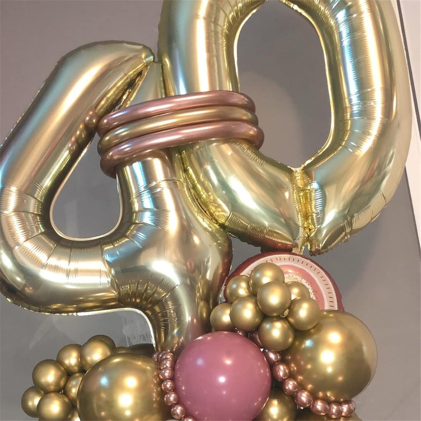 Champagne Gold Foil Balloon Number 4, 40'' Giant Self Inflating Number Balloons Set 0-9, Large Light Gold Number 4 Helium Balloon for Girls Boys 4th Birthday Anniversary Party Decorations Supplies