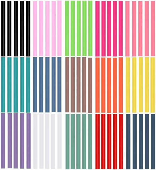 Colored Hot Glue Sticks for Hot Glue Gun 15 Colors 75 Pcs 7* 100mm Full Size Opaque Color Mini Hot Glue Sticks Hot Melt Glue Gun Stick Bulk Purple Black Yellow Pink Red Purple for DIY Art Craft Repair