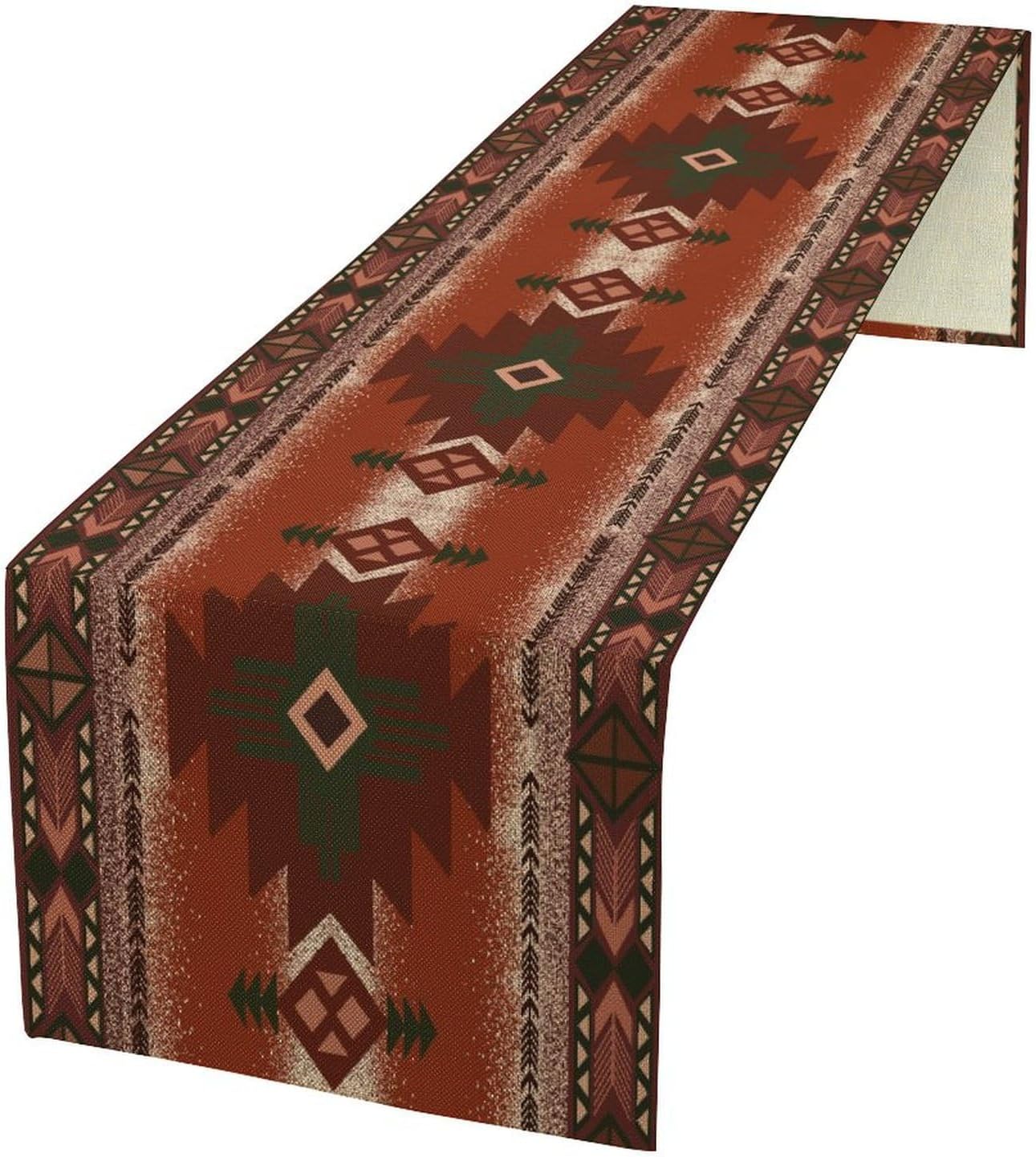 Aztec Table Runner Southwestern Ethnic Style Geometric Navajo Tribe Abstract Pattern Vintage Rustic Table Dinner Table Runner 13x108 Inch