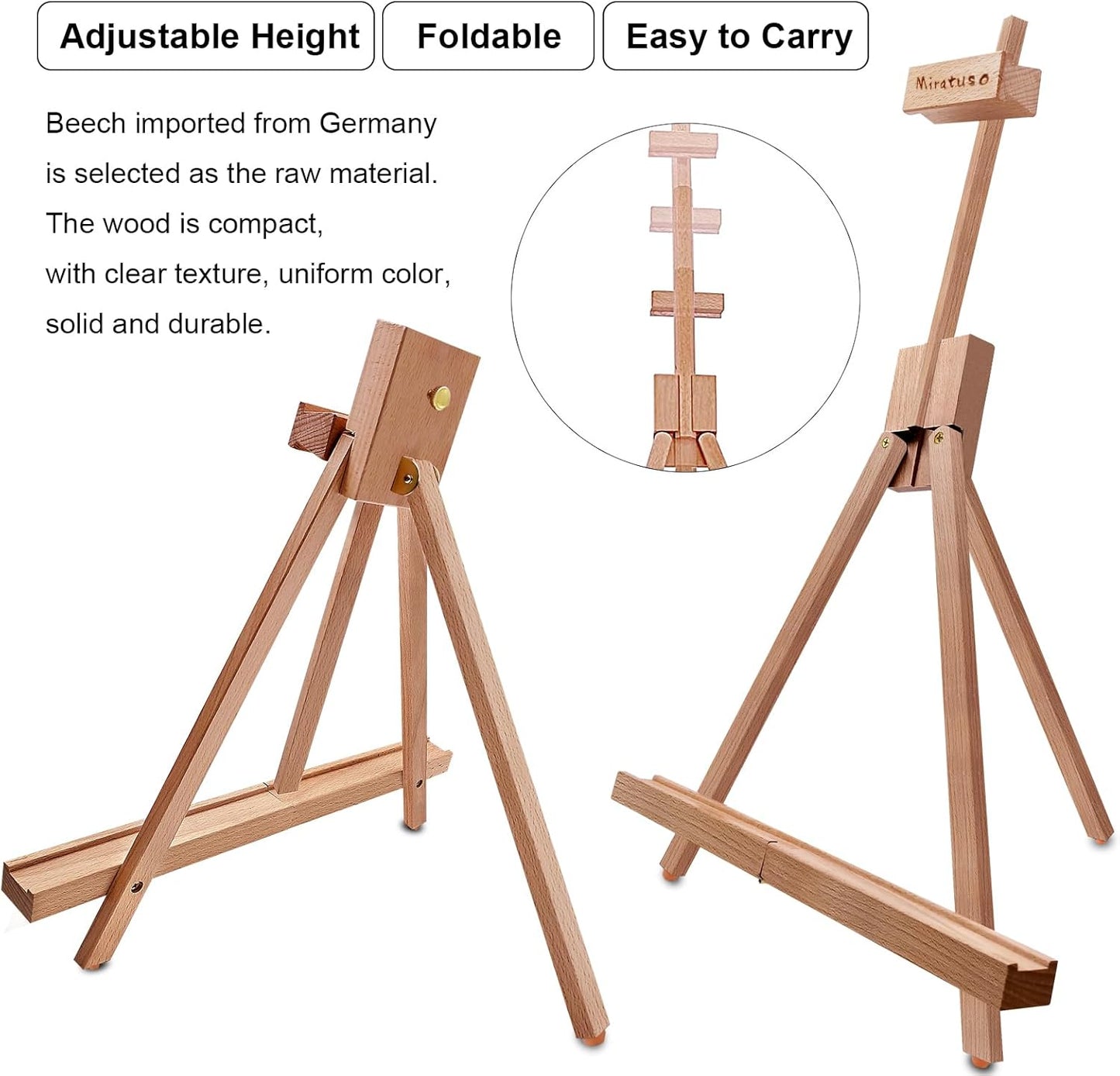 Miratuso Art Easel (2 Pack) A-Frame Painting Easel, Wood Display Stand Holding Canvas Up to 22" High, Portable Folding Travel Tabletop Easel and Sign Holder, Easy to Carry