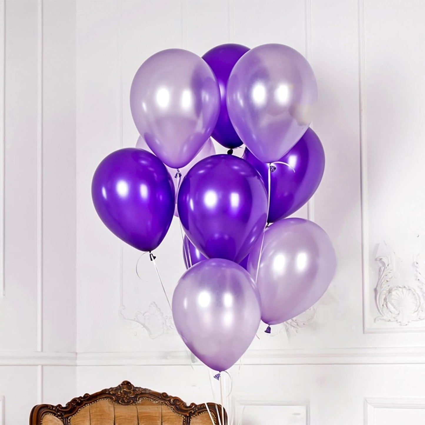 Togvu Purple Balloons, 60 Packs 12 Inch Metallic Chrome Pearl Macaron Light Different Shades Balloons for Girl Birthday, Wedding, Anniversary, Baby Shower, Princess Decoration QQ-5023