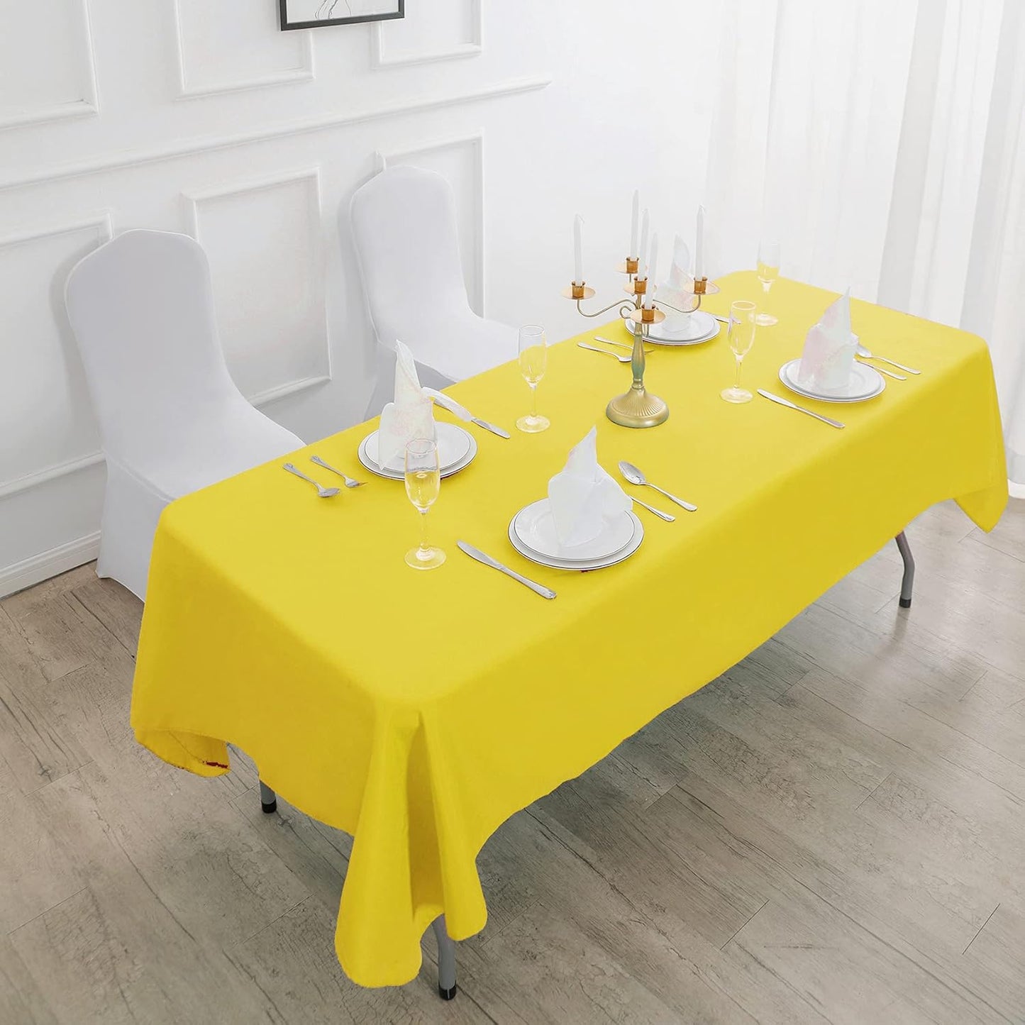 Rectangle Tablecloth 60x120 inch Washable Polyester Fabric Table Cloth for Wedding Party Dining Banquet Decoration（60x120, Yellow）
