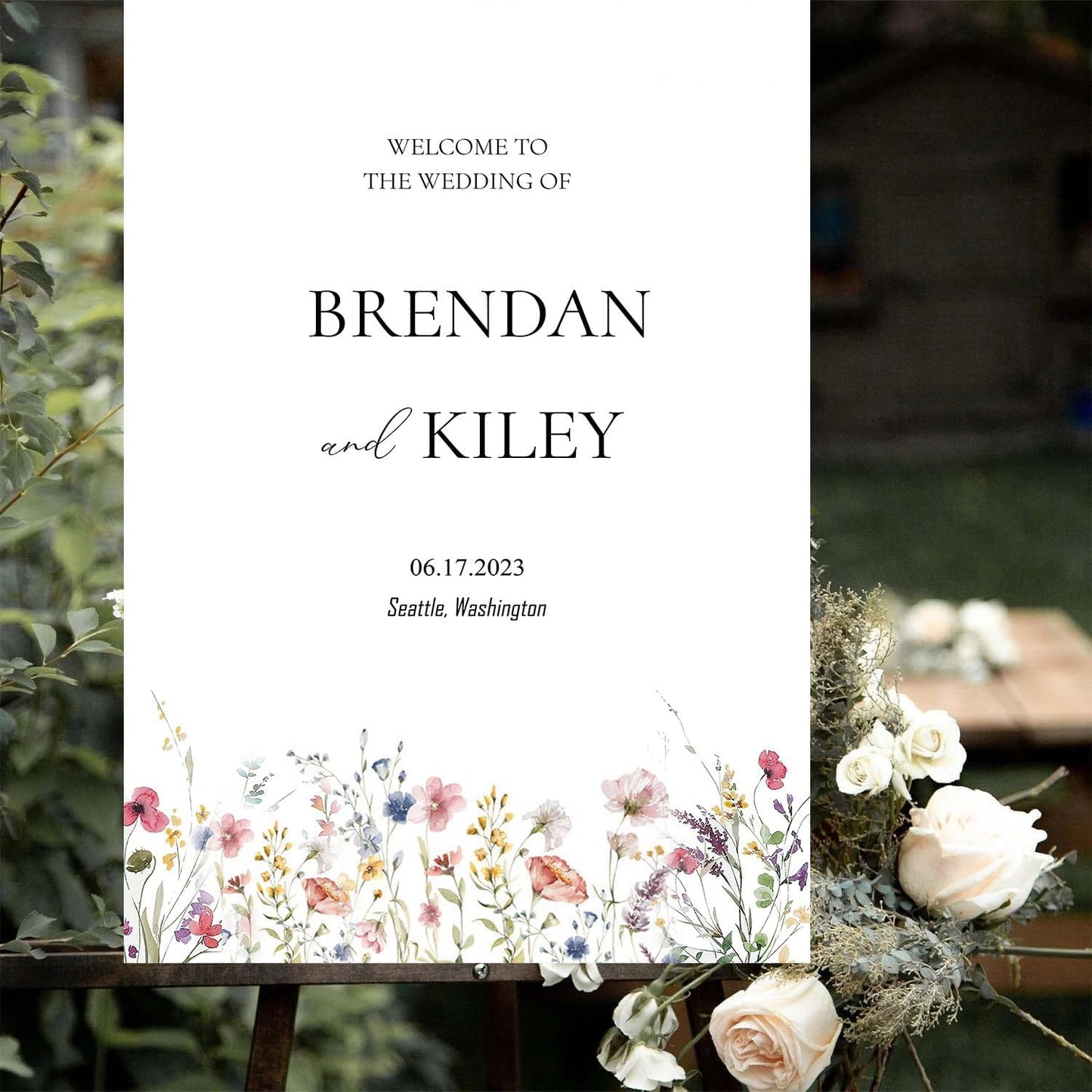 Spring Wildflower Wedding Welcome Signs, Welcome Sign Wedding, Customized Wedding Welcome Sign, Custom Wedding Welcome Sign