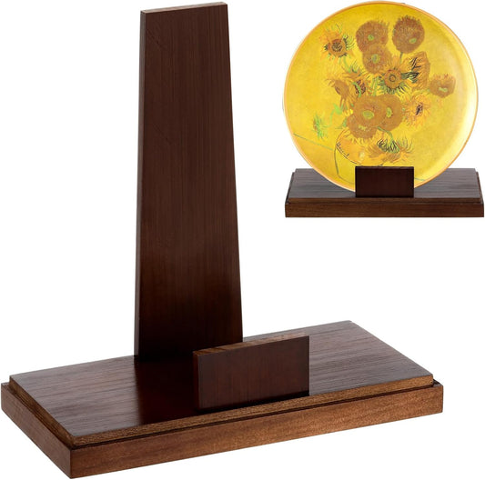 Weysat Wooden Plate Stand for Display 8 Inch Plate Postcard Picture Frame Book Display Stand with Square Block Base Home Office Decorative Table Top Easels