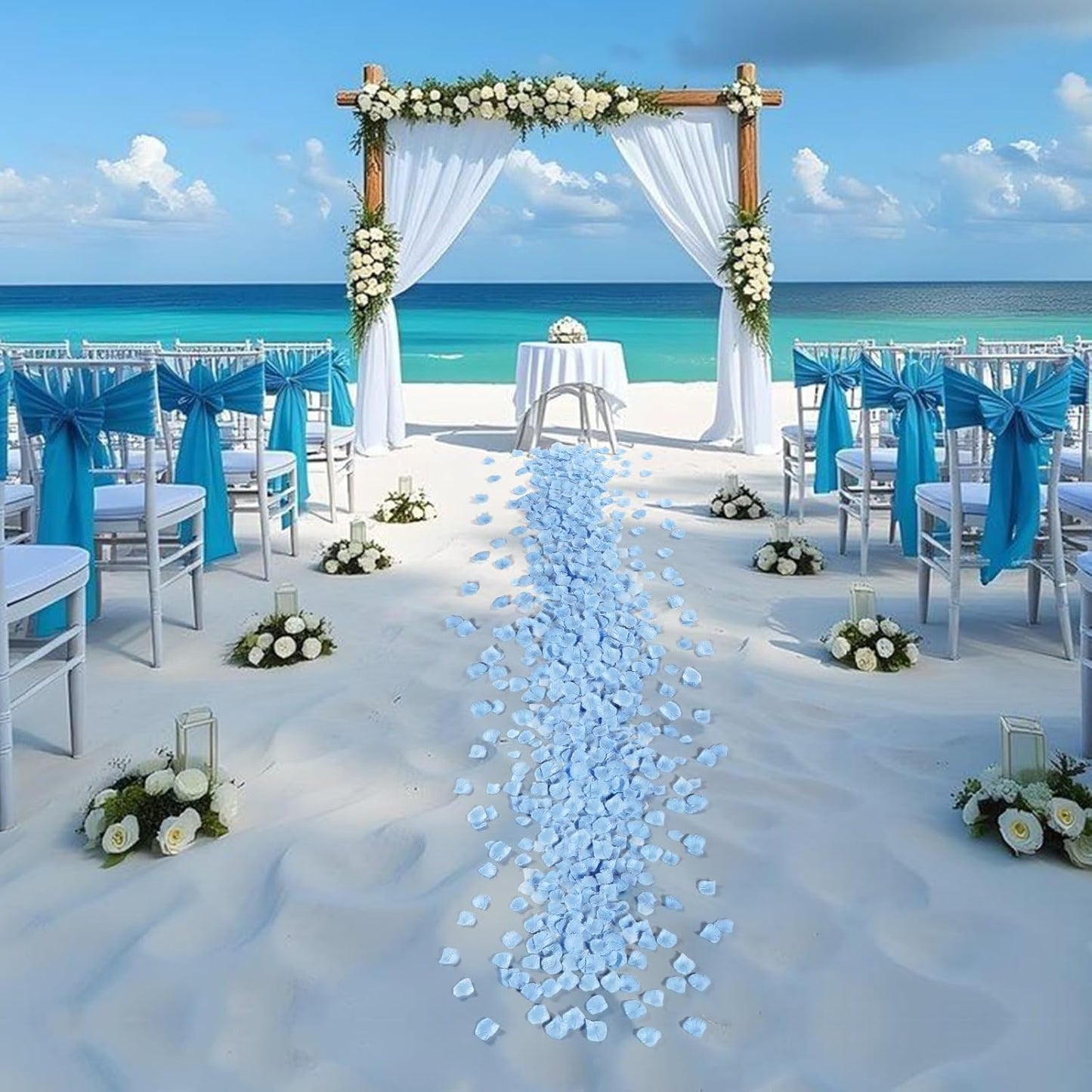 1000 Pcs Light Blue Rose Petals Artificial Silk Flower Petals Romantic Decorations for Wedding Engagement Birthday Event Anniversary Party Backdrop Supplies