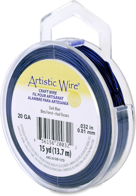 Artistic Wire, 20 Gauge Tarnish Resistant Colored Copper Craft Wire, Dark Blue, 15 yd