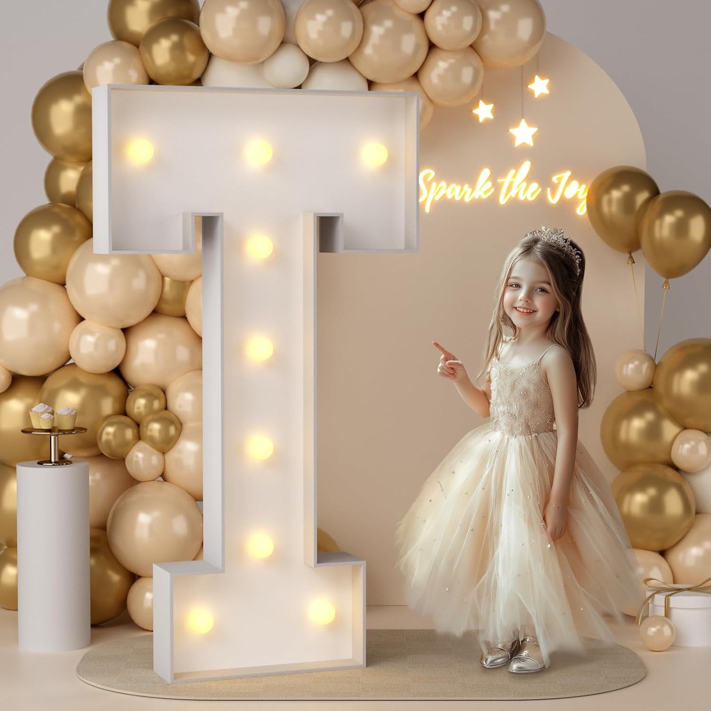 JoyMuse 4FT Marquee Light Up Letters,Large Marquee Letters 4 Feet Tall for Marry Me Proposal Decorations Big 4FT Letters with Lights for Baby Shower Party Decor, Letter T