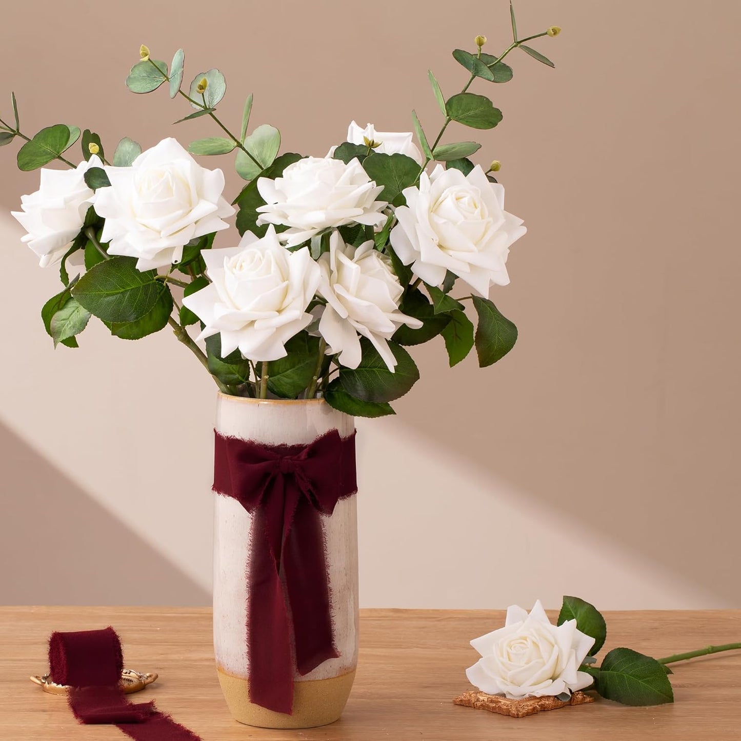 DORIS HOME 2" x21Yd Chiffon Ribbon for Flower Bouquet, Pink & Burgundy Fabric Ribbon for Gift Wrapping, Handmade Frayed Ribbon for Wedding, Chiffon Silk Ribbon for Christmas Decorations