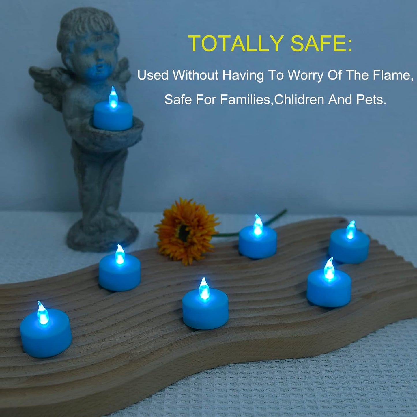 LED Tea Lights Candles- 50PACK Blue Flameless Candles Realistic and Bright Flickering Long Lasting 200Hours for Holiday Celebration,Party,Home Decoration,Battery Operated